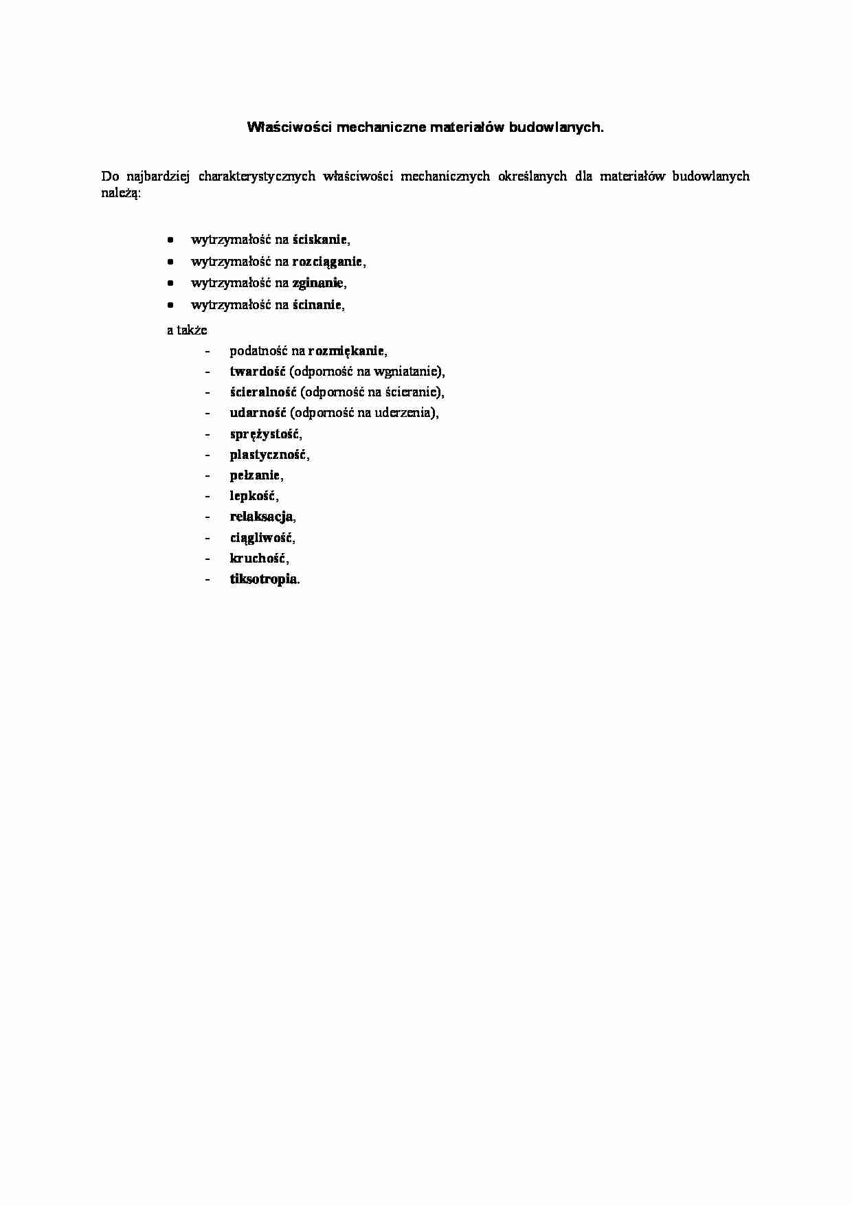 Właściwości mechaniczne materiałów budowlanych. - strona 1