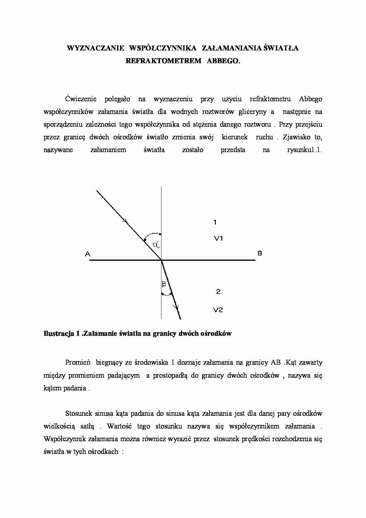 Wyznaczanie współczynnika załamania światła - omówienie  - strona 1