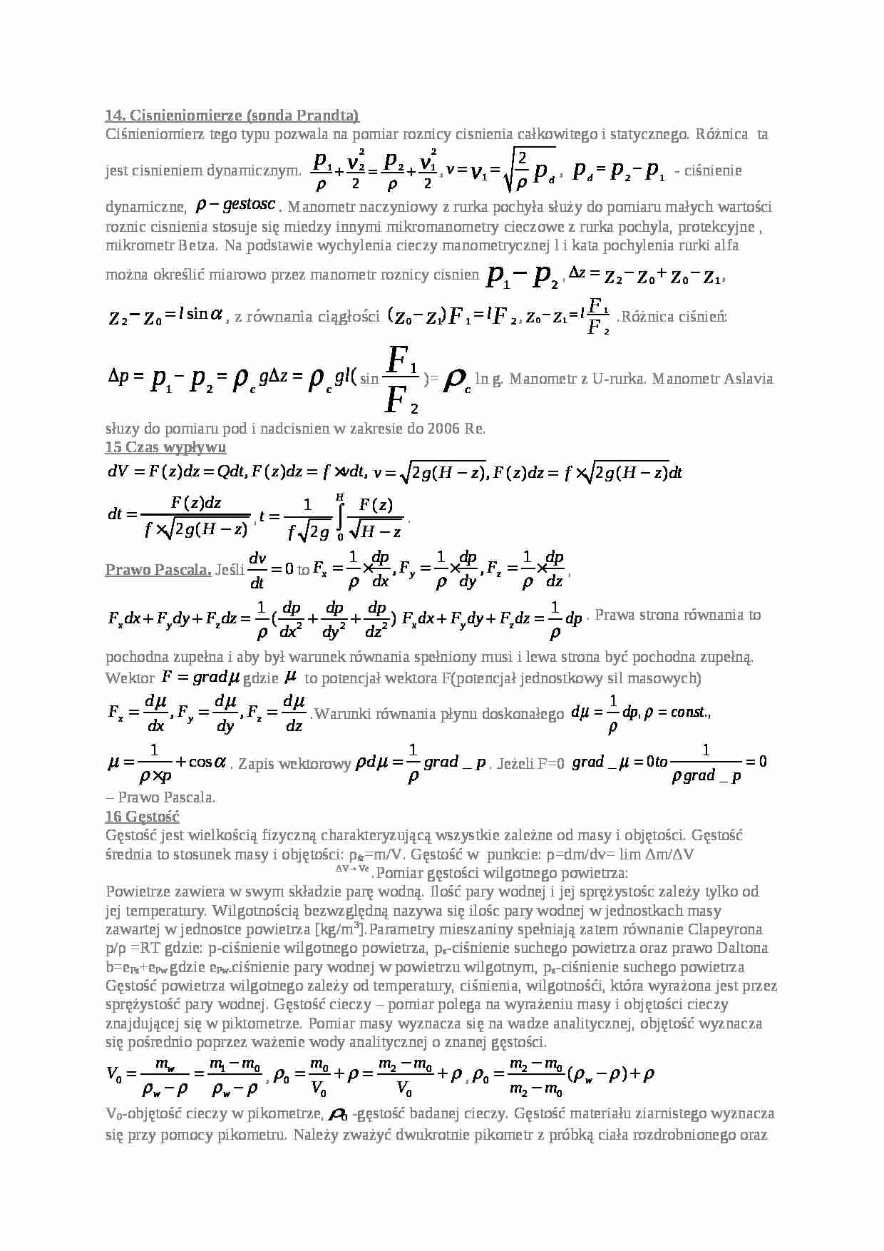 mechanika płynów - ciśnieniomierze - strona 1