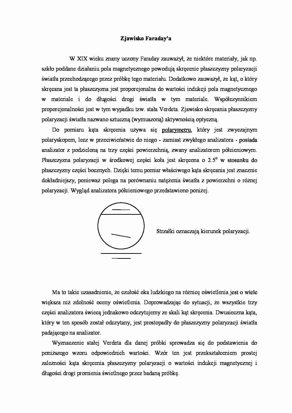 Zjawisko Faraday'a - omówienie  - strona 1