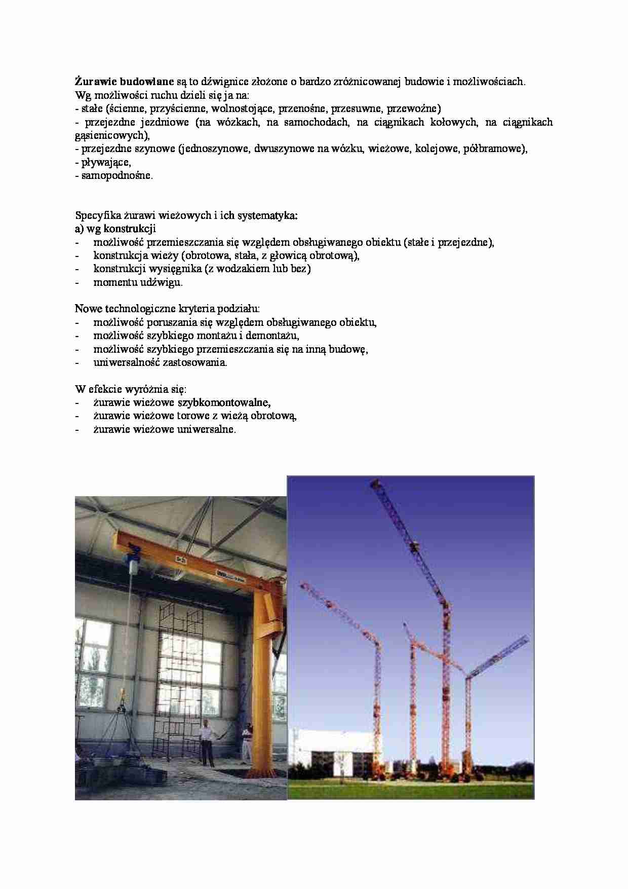 Żurawie budowlane - omówienie  - strona 1