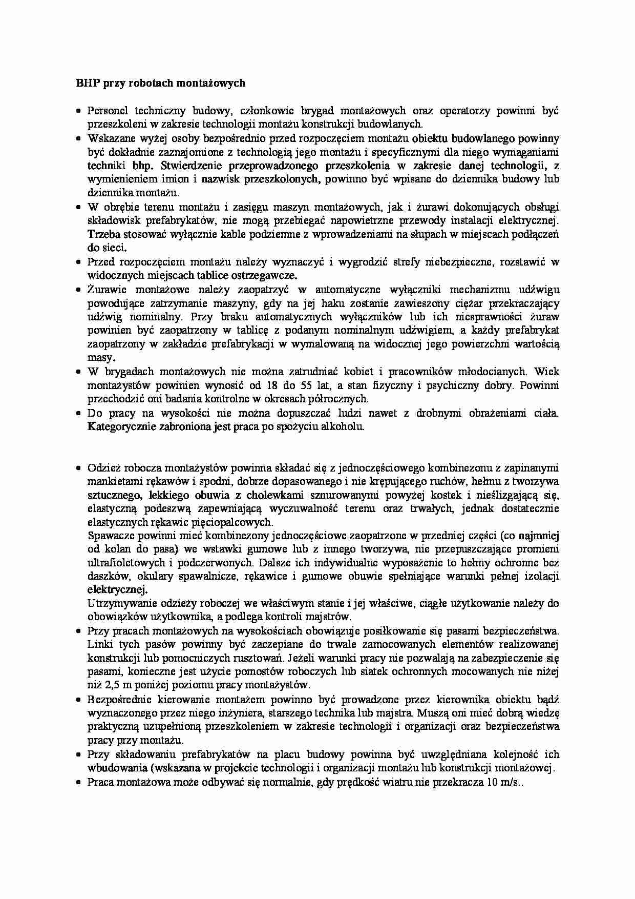 BHP przy robotach montażowych - omówienie - strona 1