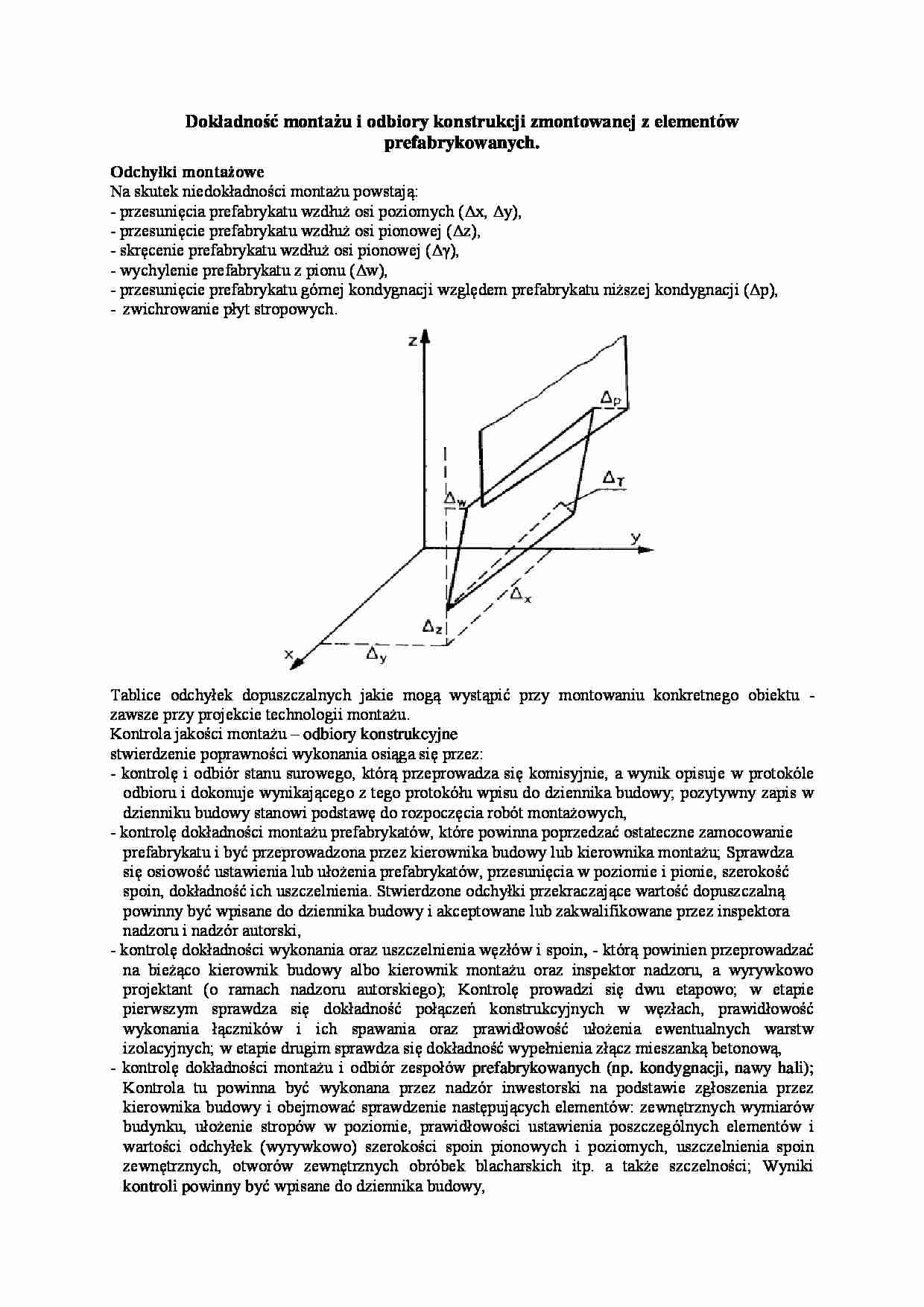 Dokładność montażu i odbiory konstrukcji zmontowanej z elementów prefabrykowanych - omówienie - strona 1