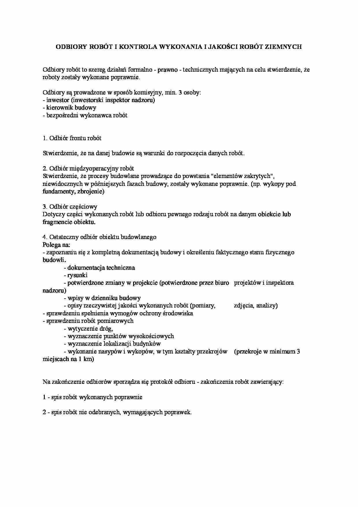 Odbiory robót i kontrola wykonania - omówienie  - strona 1