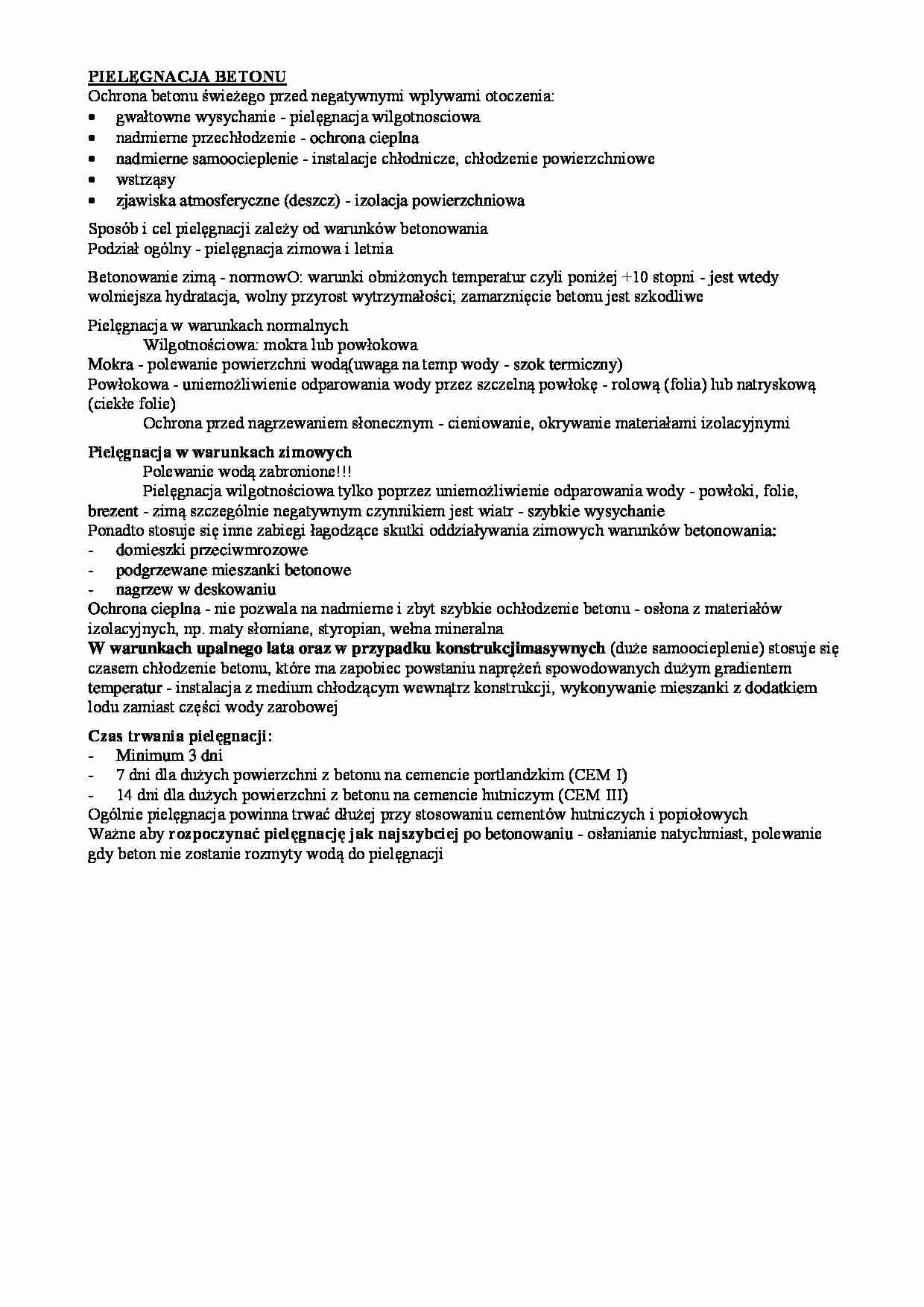 Pielęgnacja betonu - omówienie  - strona 1