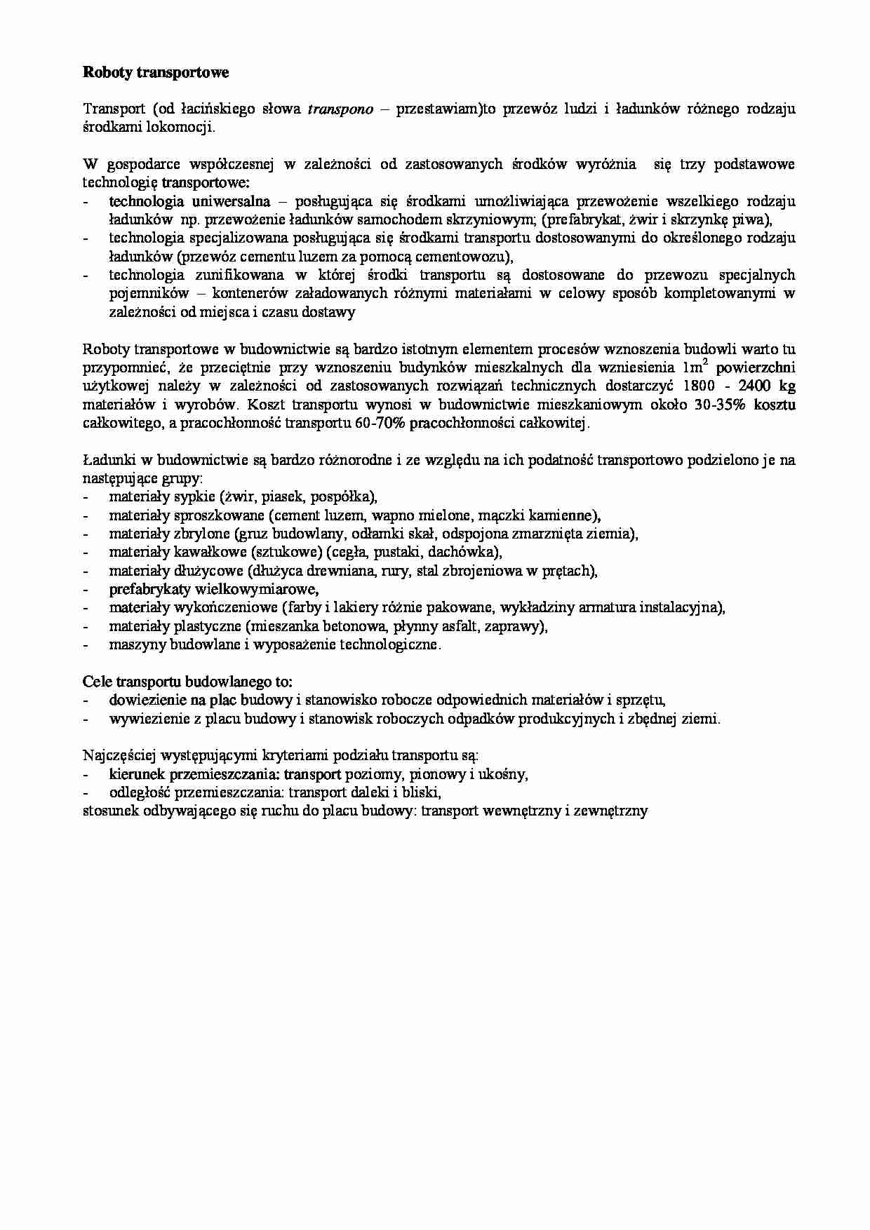 Roboty transportowe - omówienie  - strona 1