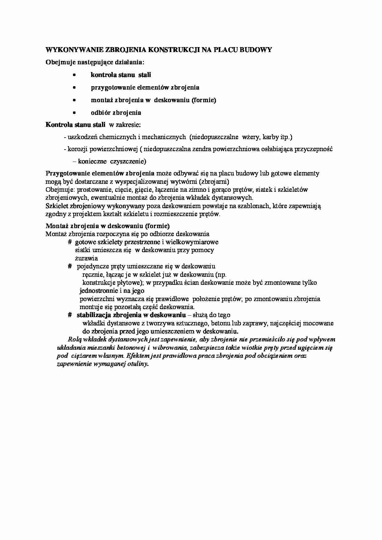 Zbrojenia konstrukcji na plac budowy - omówienie  - strona 1