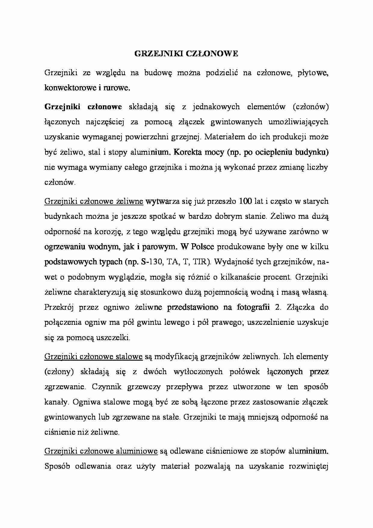 Grzejniki członowe - charakterystyka i opis. - strona 1