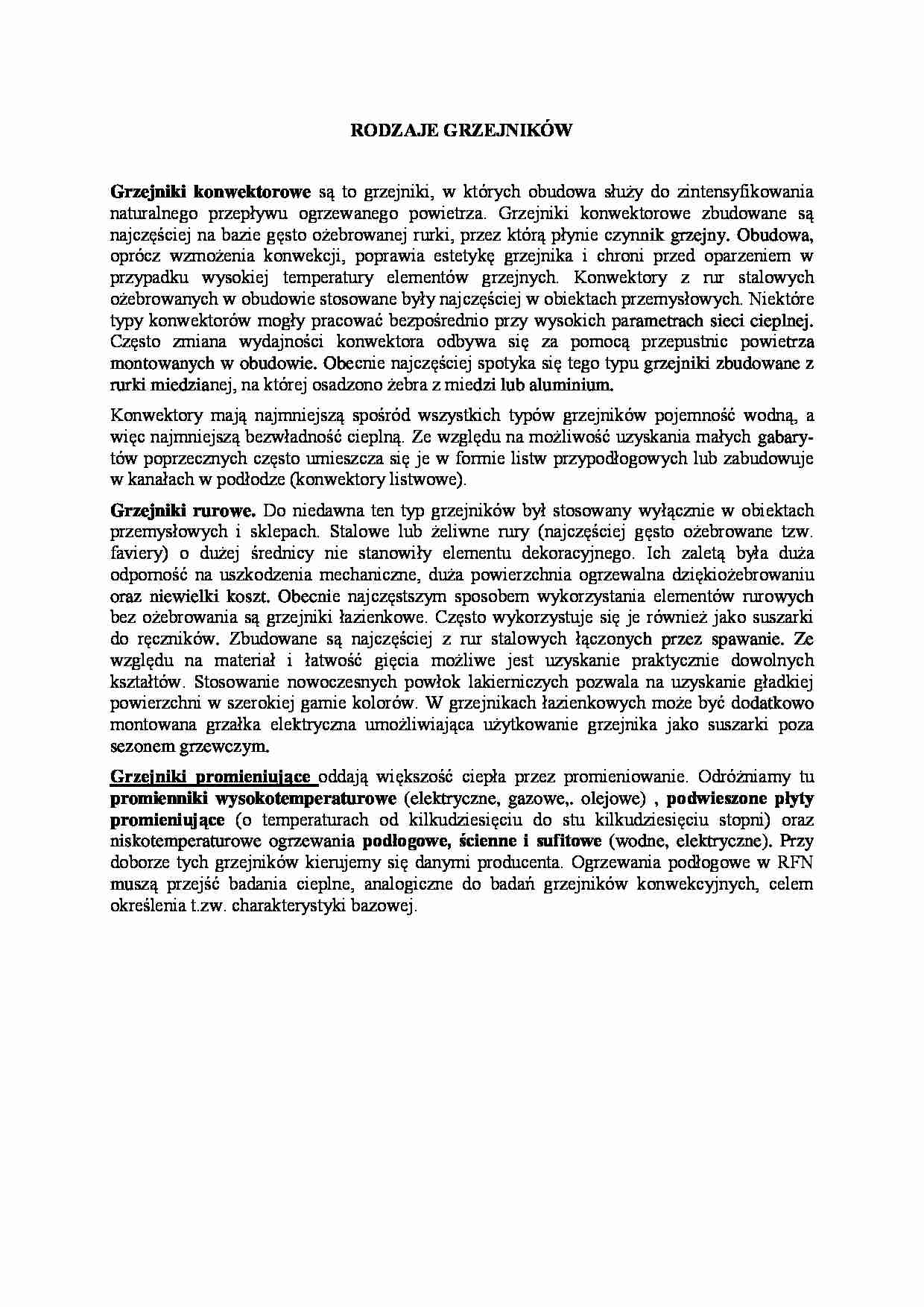 Rodzaje grzejników - omówienie  - strona 1