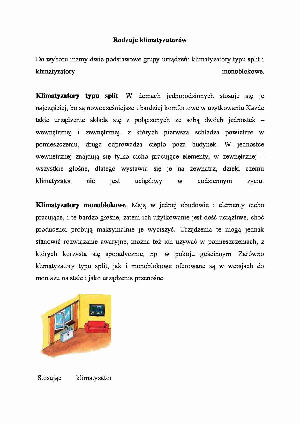Rodzaje klimatyzatorów - omówienie  - strona 1