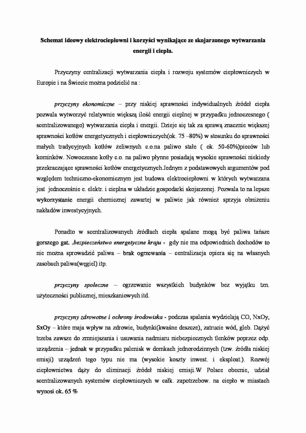 Schemat ideowy elektrociepłowni  - omówienie  - strona 1
