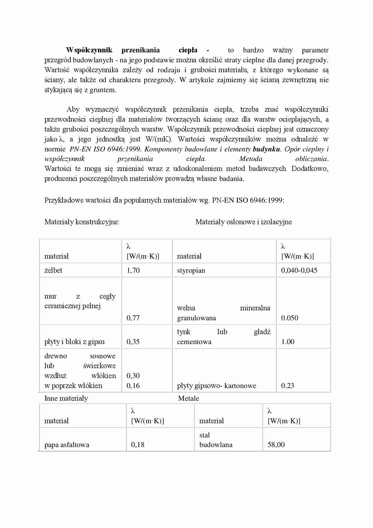 Współczynnik przenikania  ciepła - omówienie  - strona 1