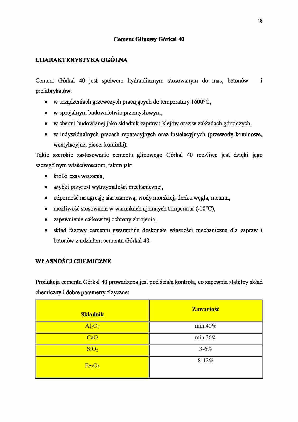 Cement Glinowy Górkal 40 - omówienie  - strona 1