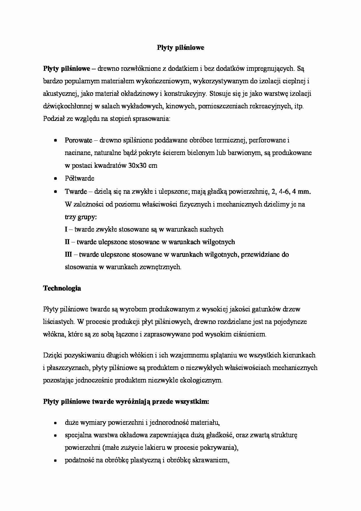 Płyty pilśniowe - omówienie  - strona 1