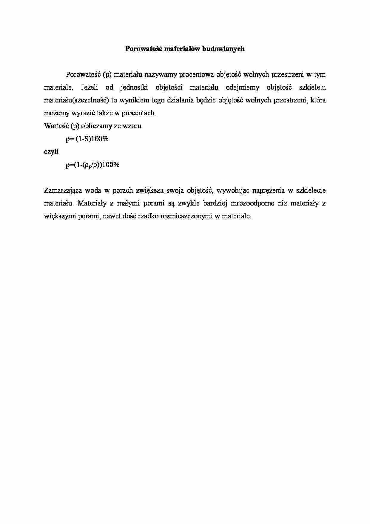 Porowatość materiałów budowlanych - omówienie  - strona 1