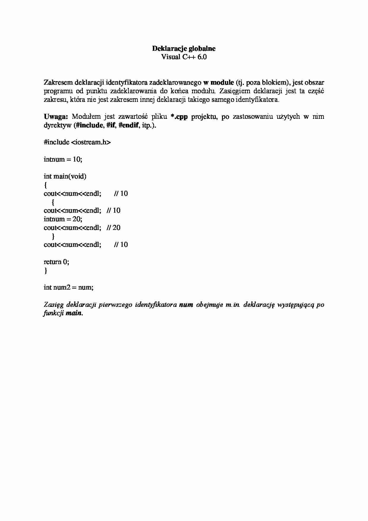 Deklaracje globalne - omówienie - strona 1