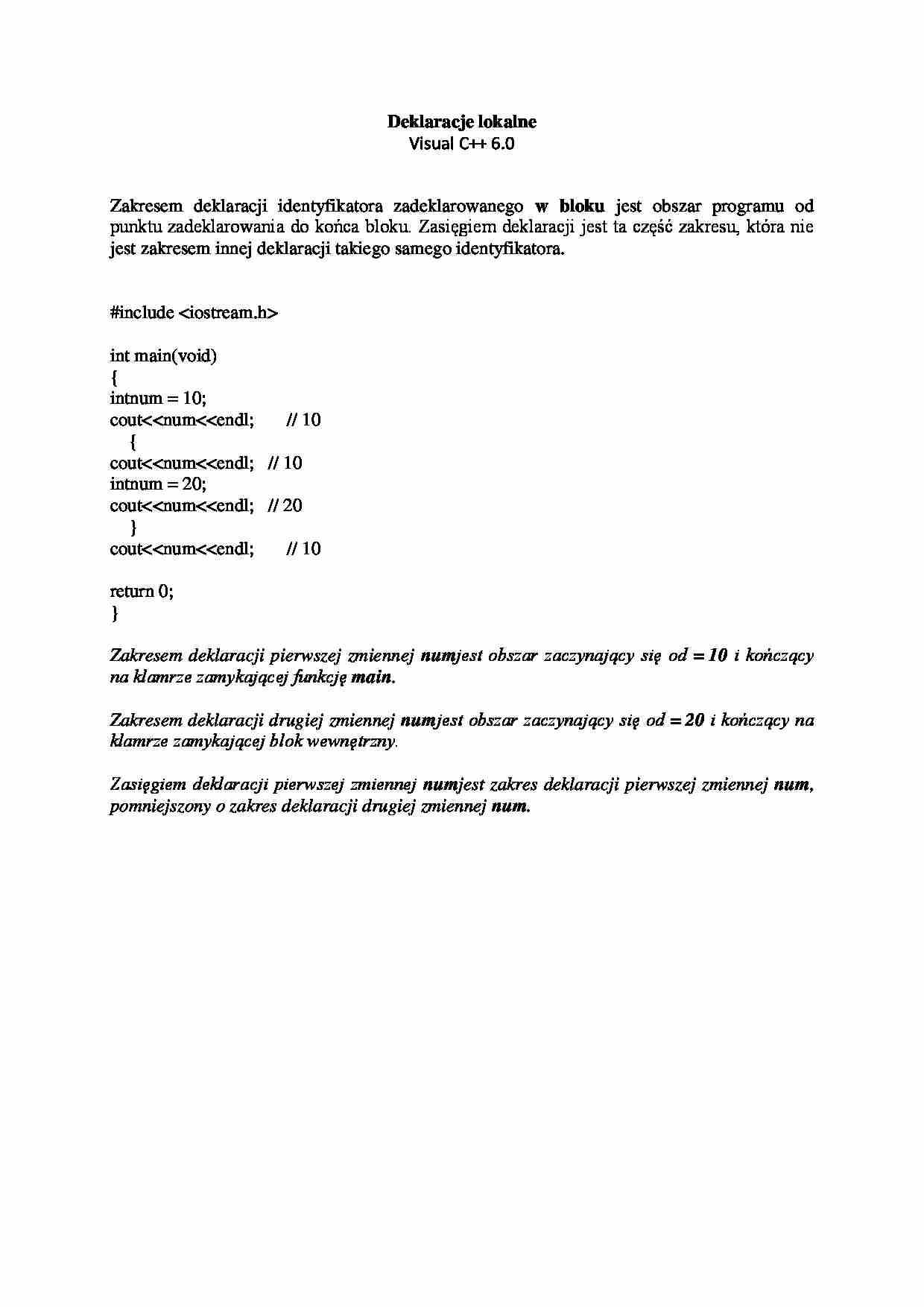 Deklaracje lokalne - omówienie - strona 1
