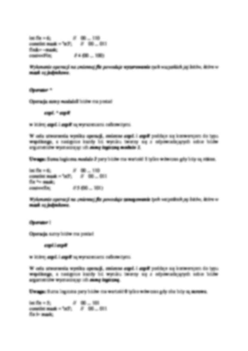 Operatory bitowe - omówienie  - strona 2