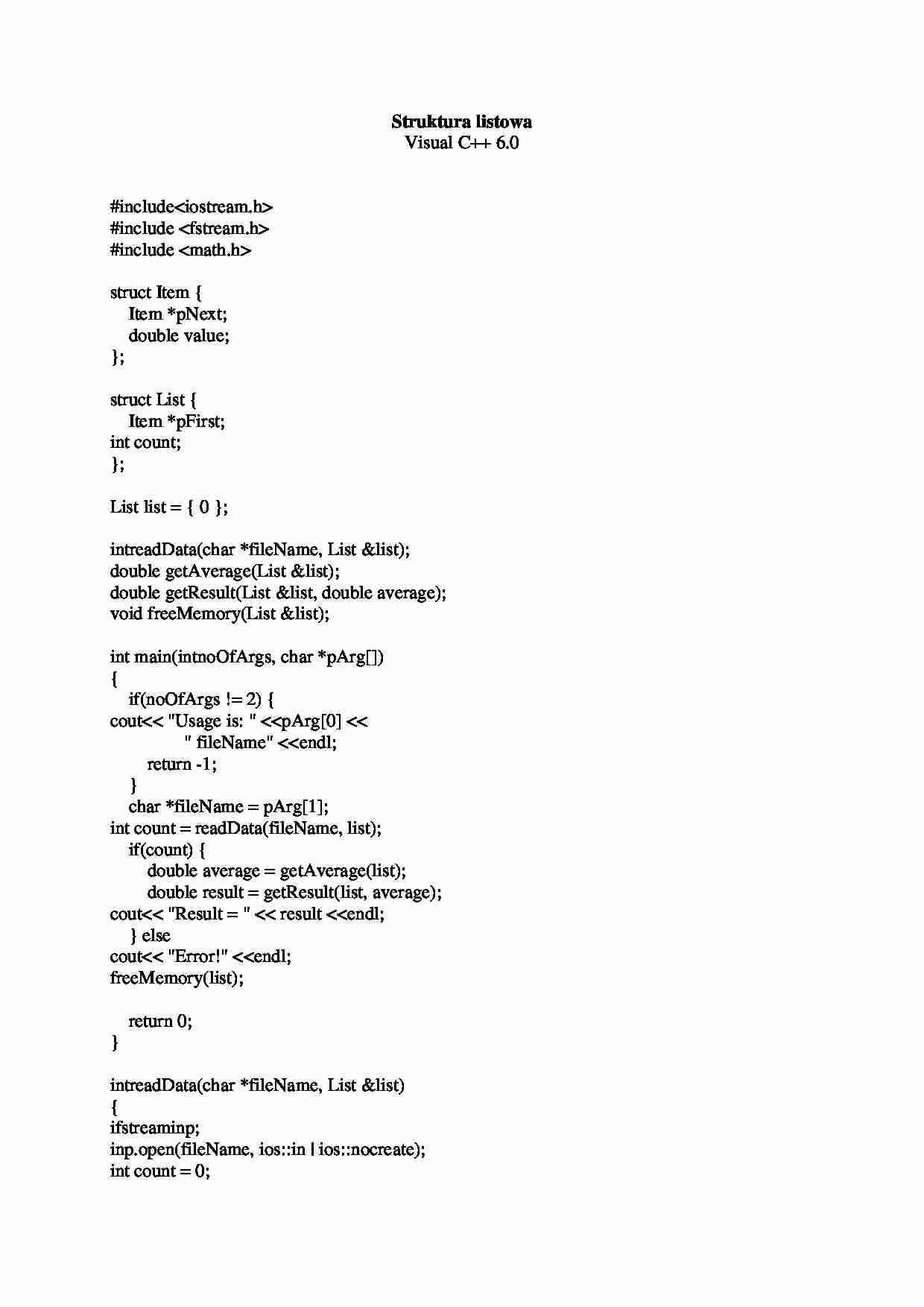 Struktura listowa - omówienie  - strona 1