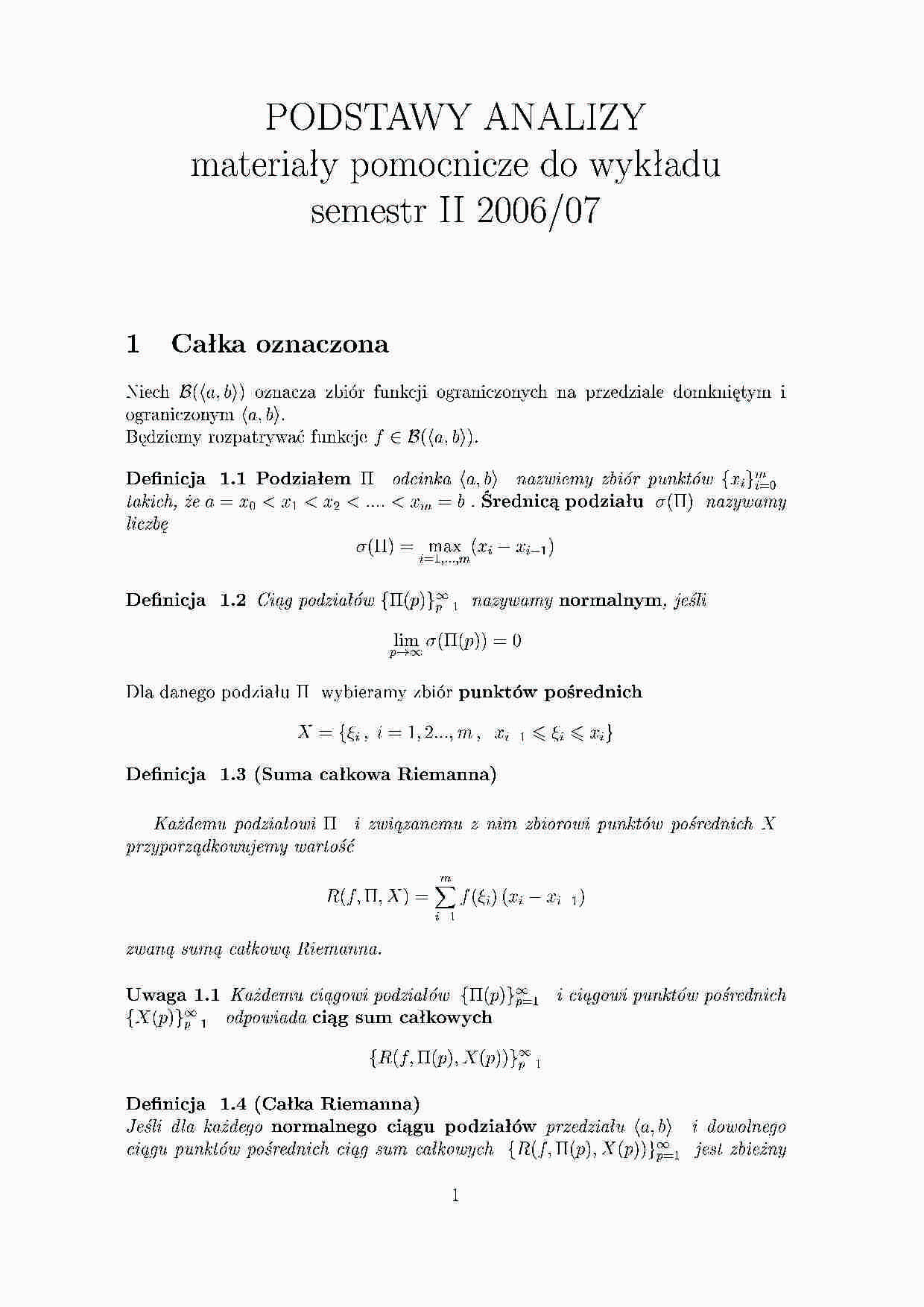 Całka oznaczona - opracowanie - strona 1