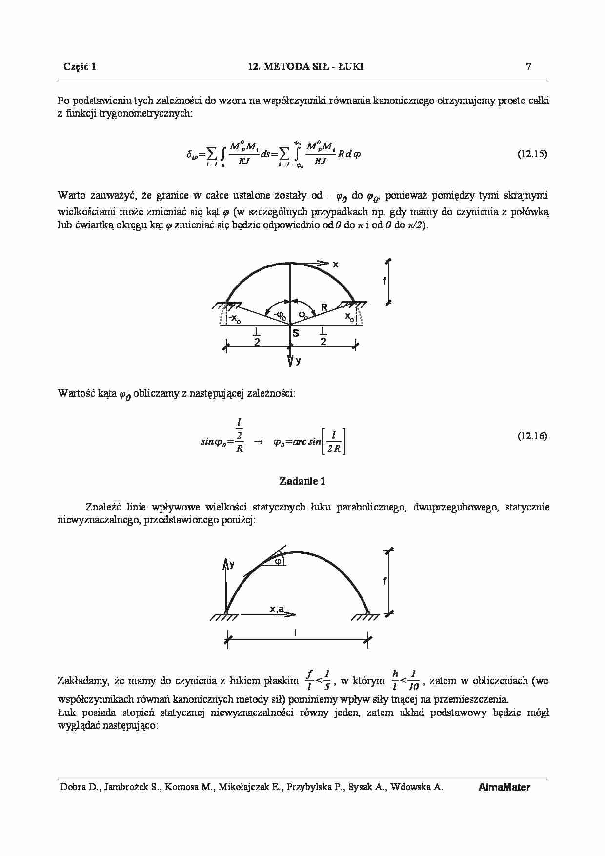 Metoda sił -  Zad 1 - strona 1
