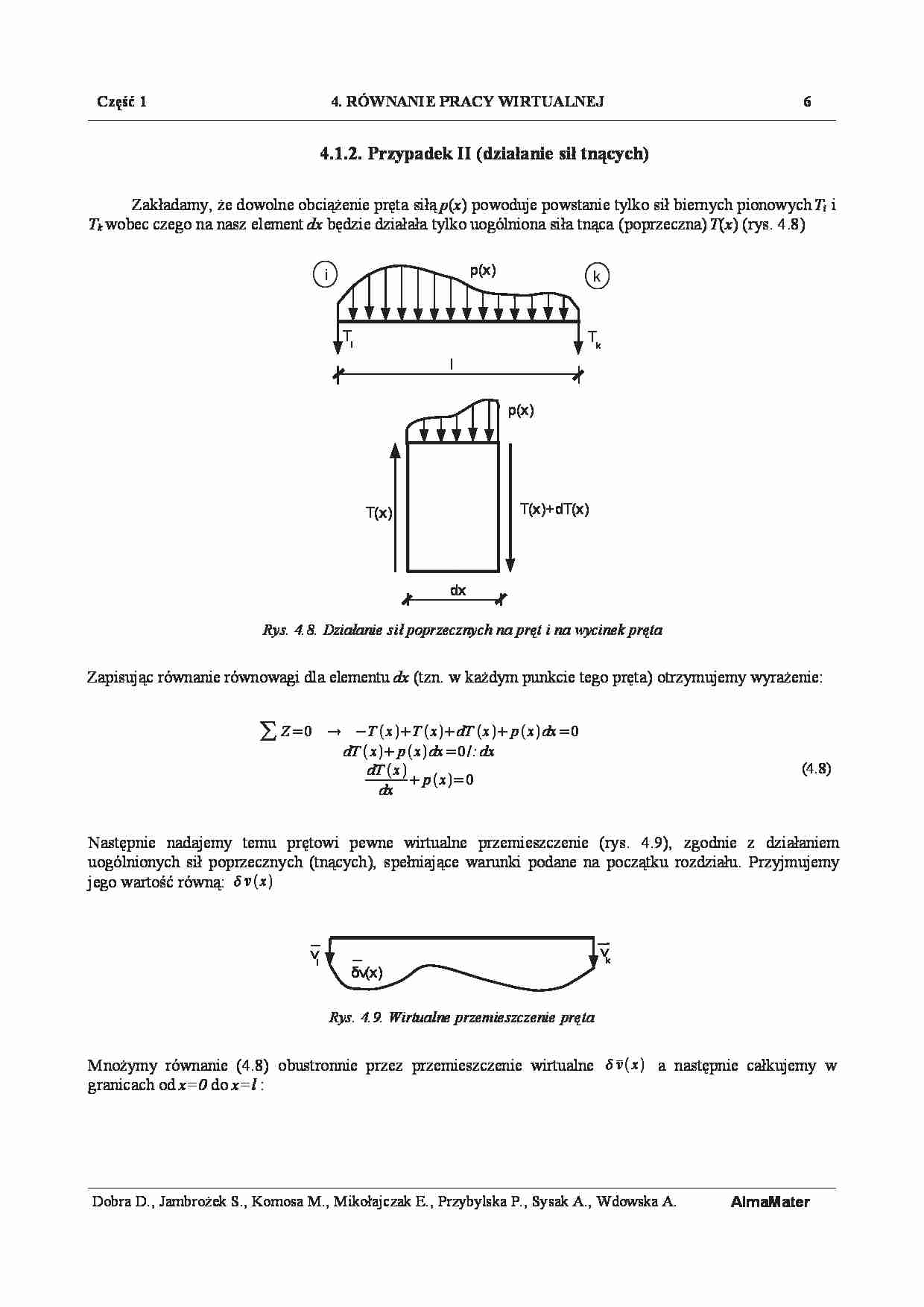 Równanie pracy wirtualnej , Przypadek II - strona 1