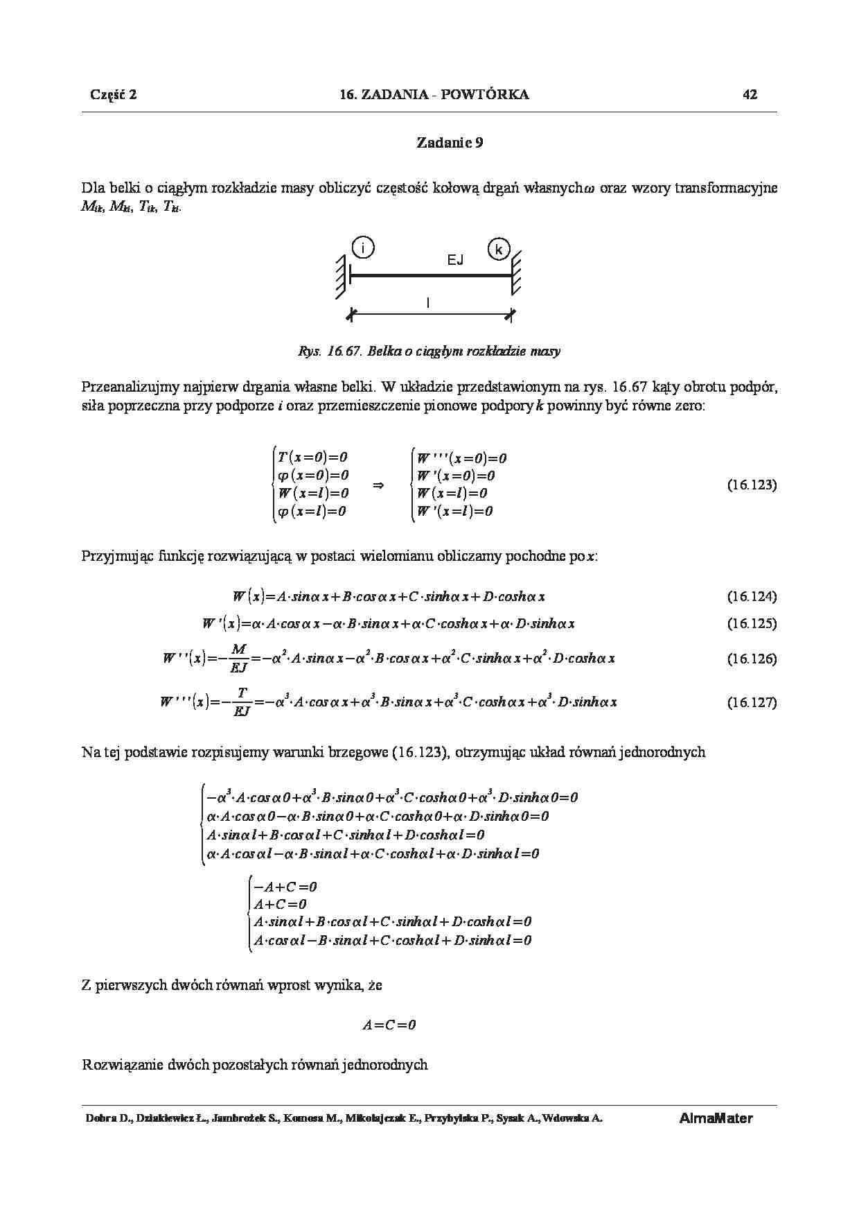 Mechanika konstrukcji - zadania 9 - strona 1