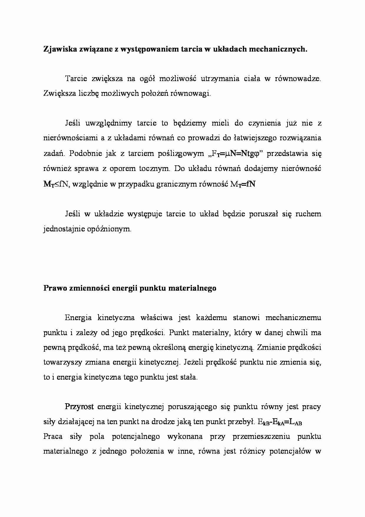 Zjawiska związane z występowaniem tarcia - omówienie  - strona 1