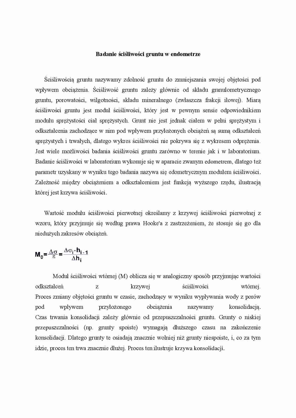 Badanie ściśliwości gruntu w endometrze - omówienie  - strona 1