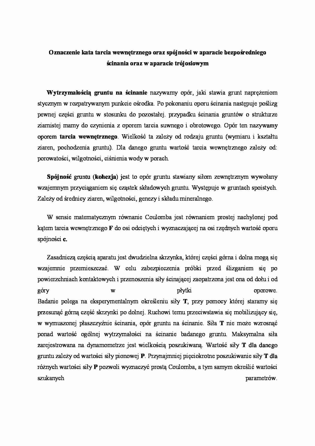 Oznaczenie kata tarcia wewnętrznego - omówienie  - strona 1