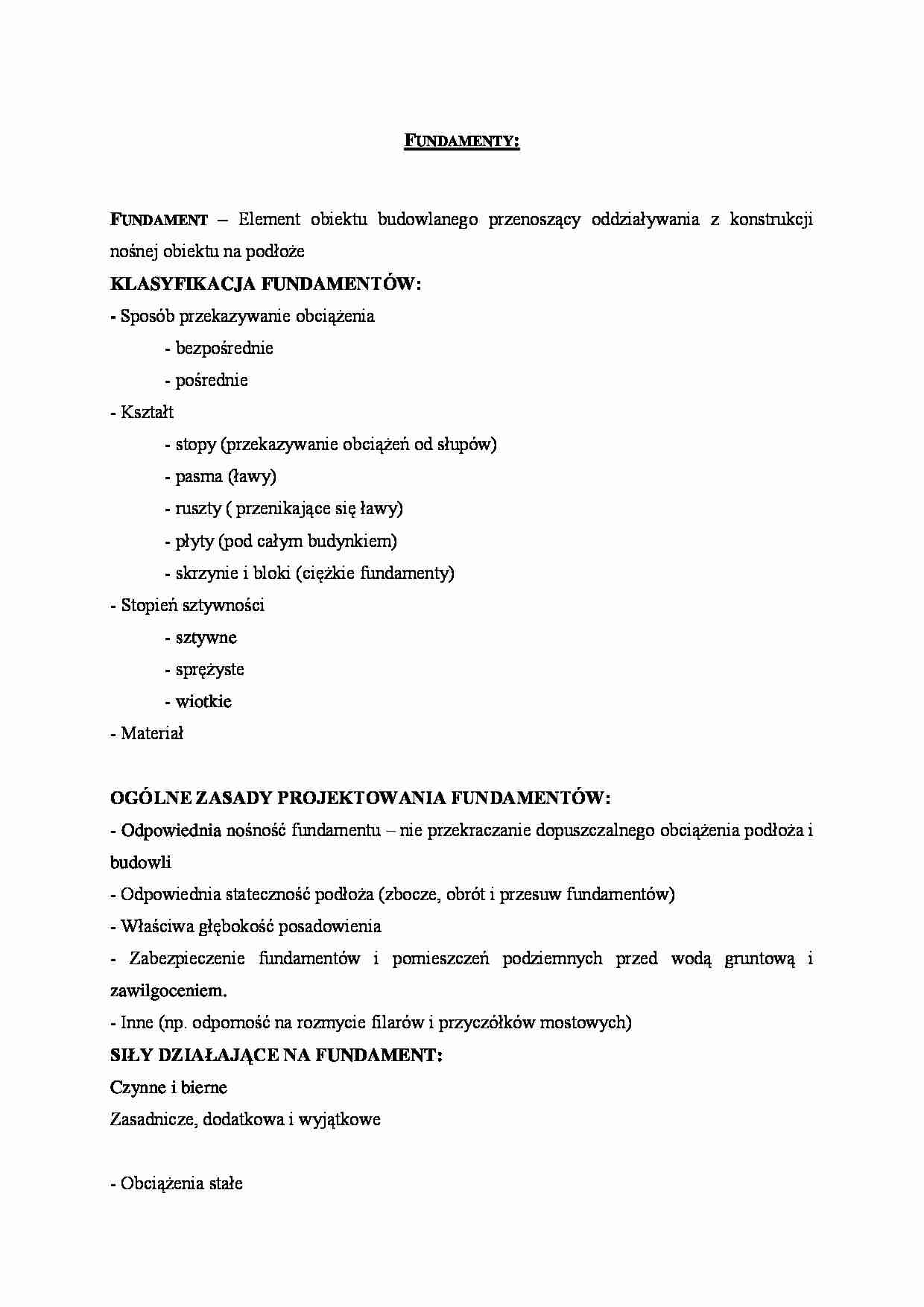 Fundamenty - omówienie  - strona 1