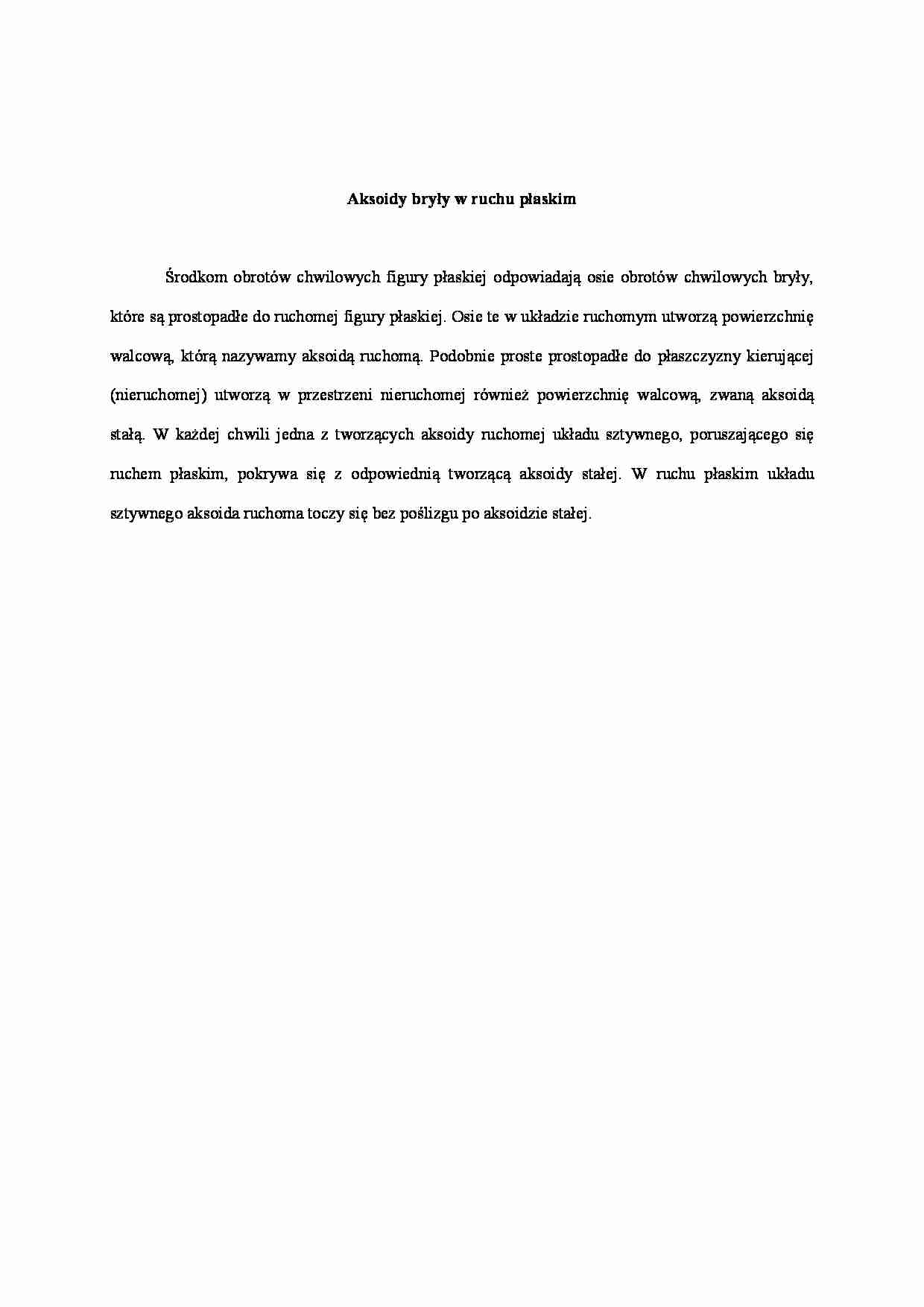 Aksoidy bryły w ruchu płaskim - omówienie  - strona 1