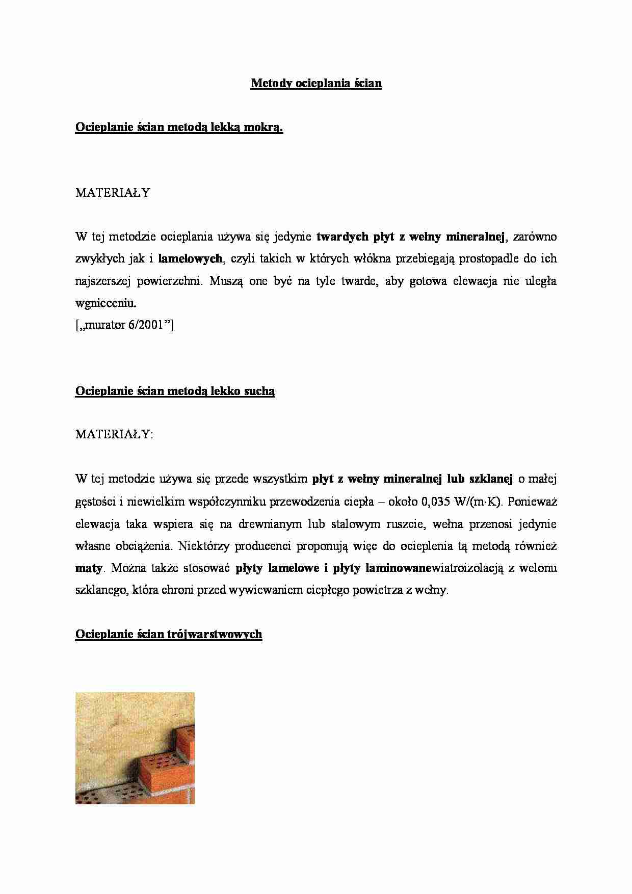 Metody ocieplania ścian - omówienie  - strona 1