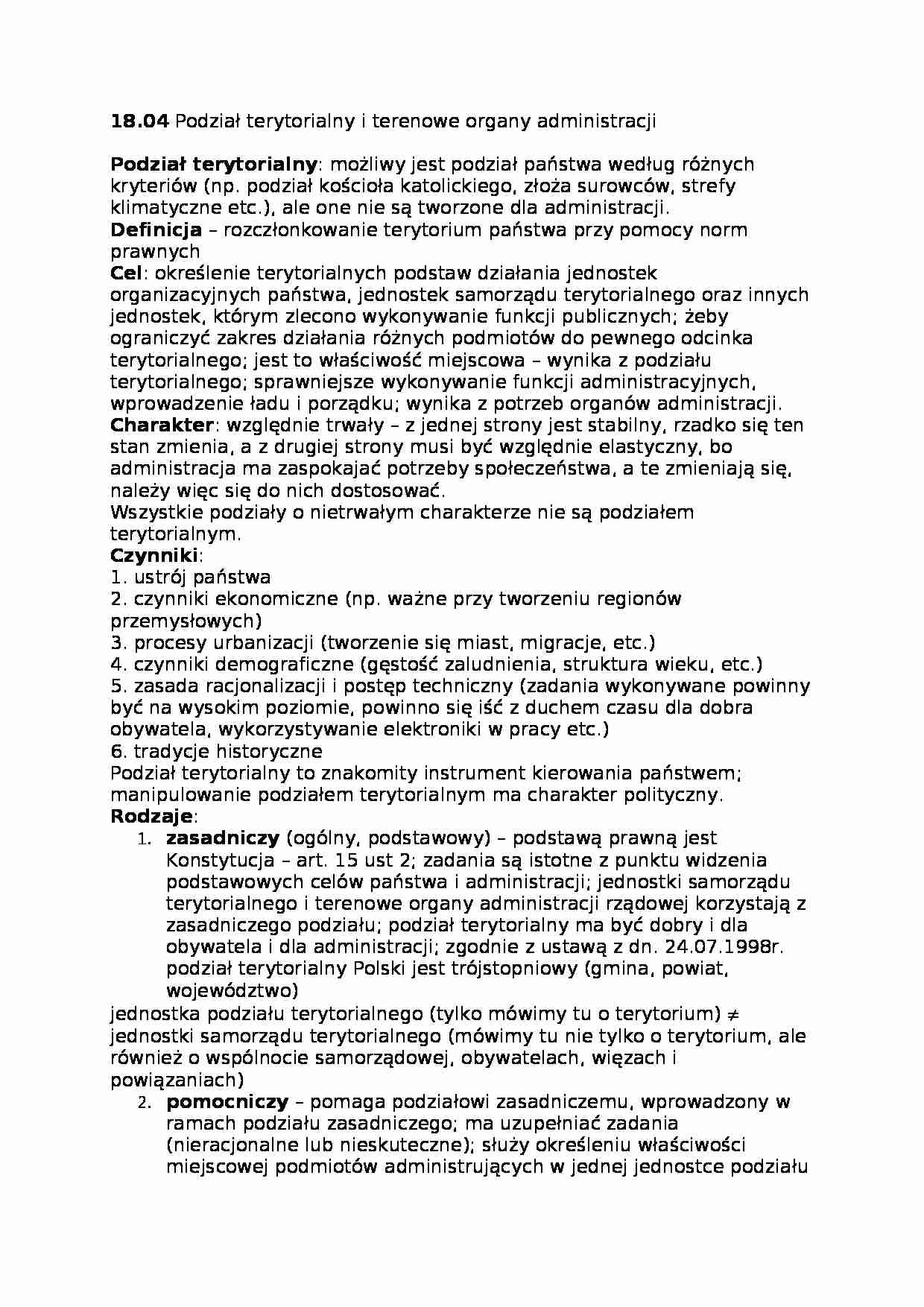 Podział terytorialny - wykład - strona 1