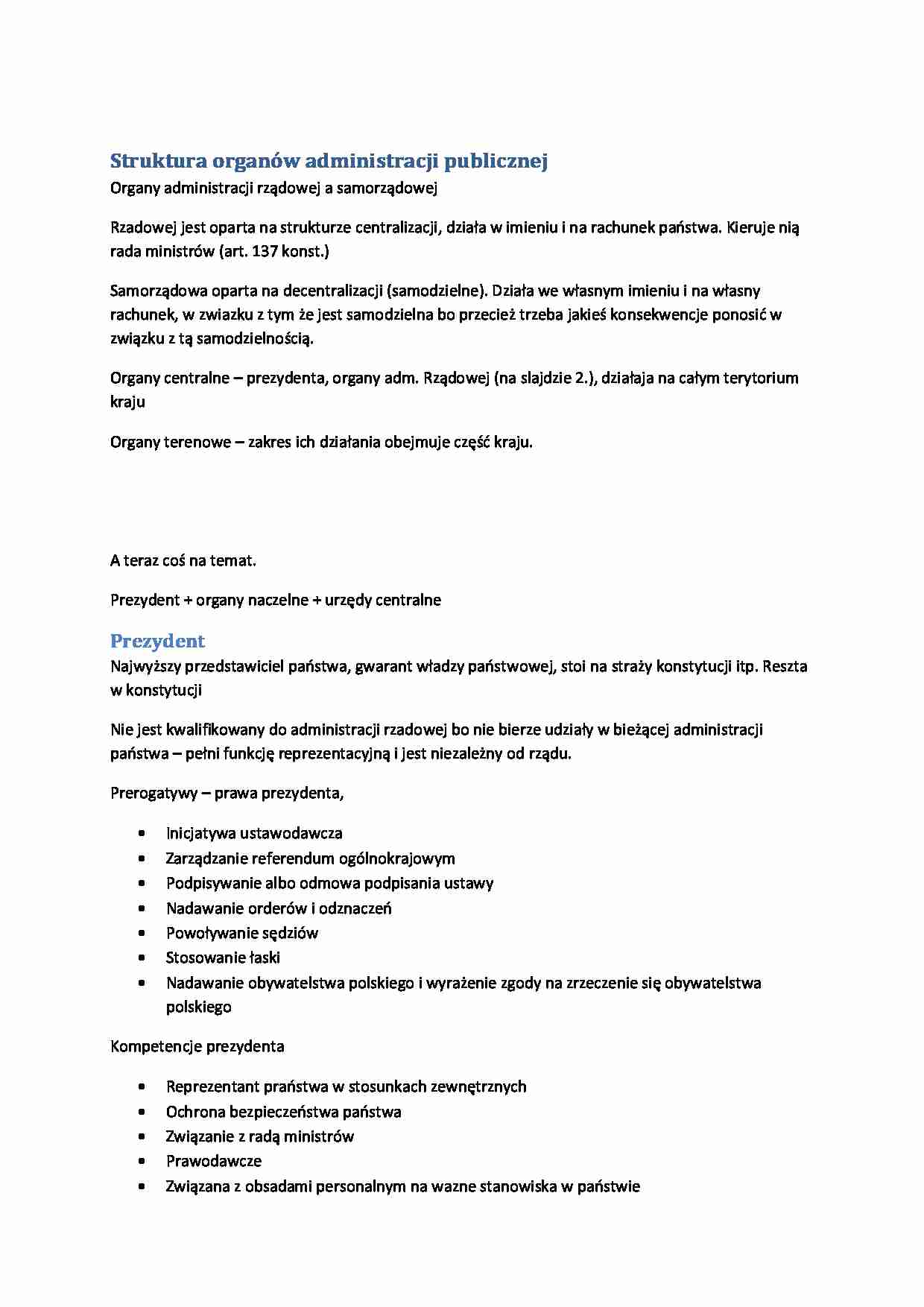 Struktury organów administracji - wykład - strona 1