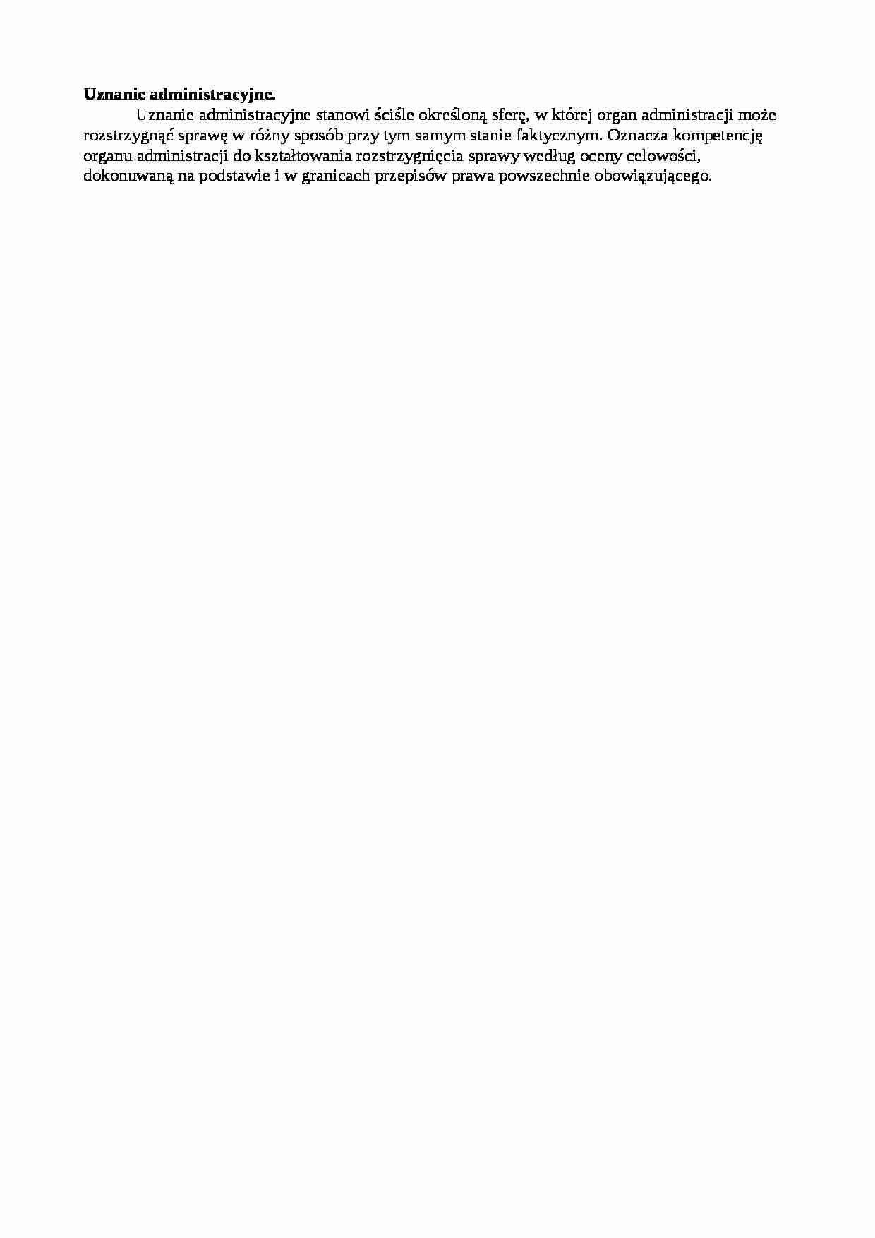Uznanie administracyjne - wykład - strona 1