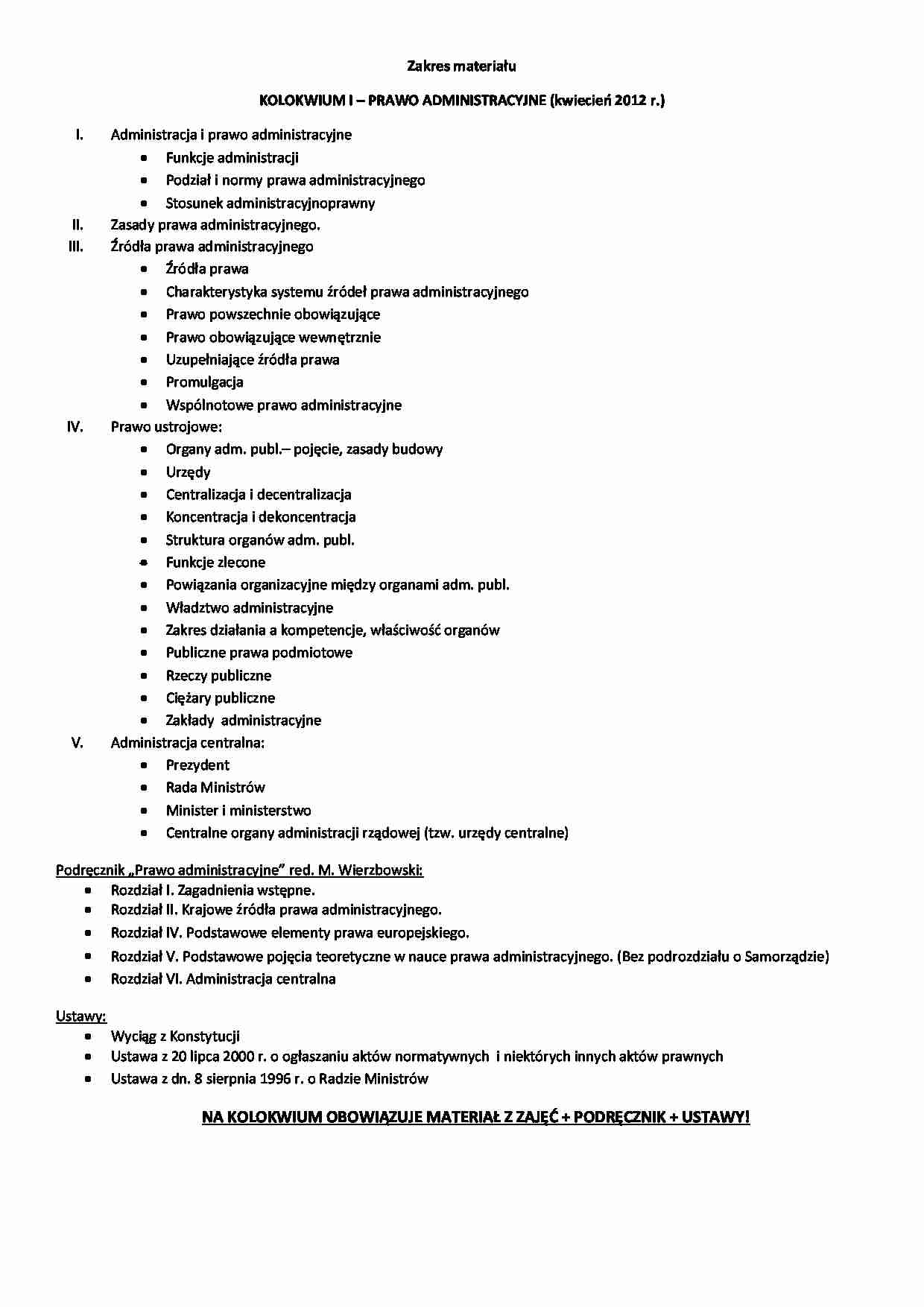 Zakres materiału na kolokwium - strona 1