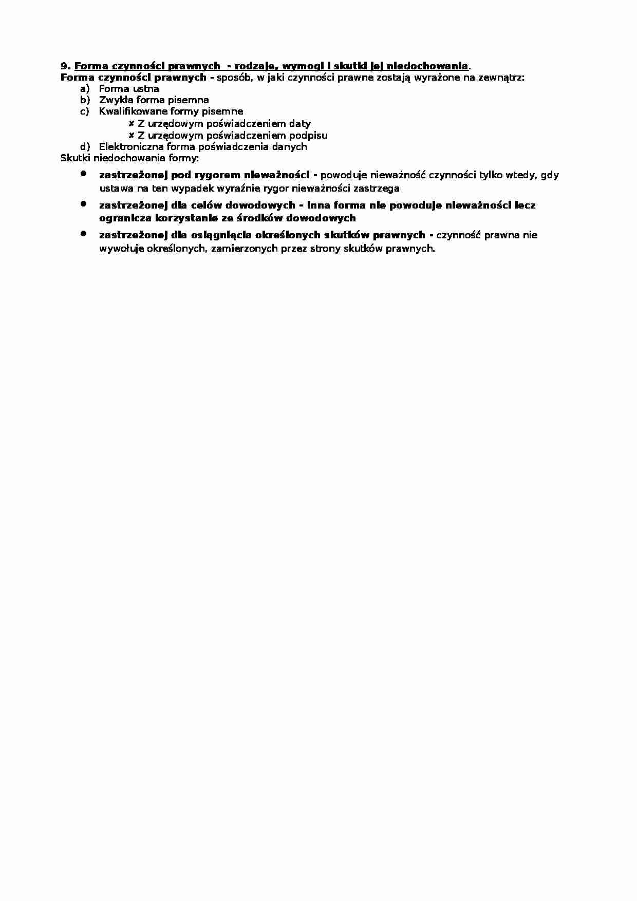 Forma czynności prawnych - wykład - strona 1