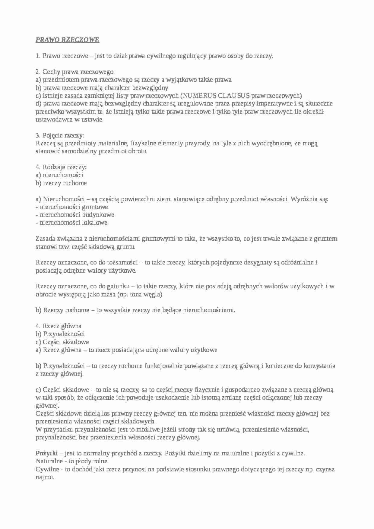 Prawo rzeczowe - wykład - strona 1