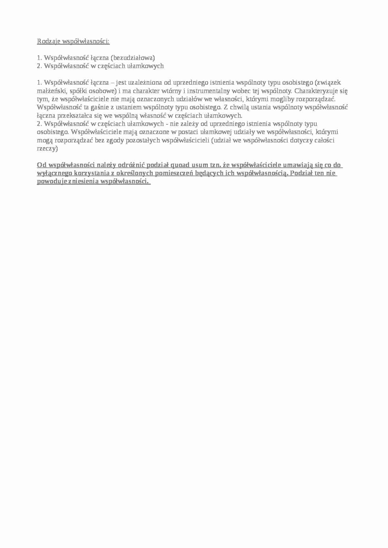 Rodzaje współwłasności - wykład - strona 1