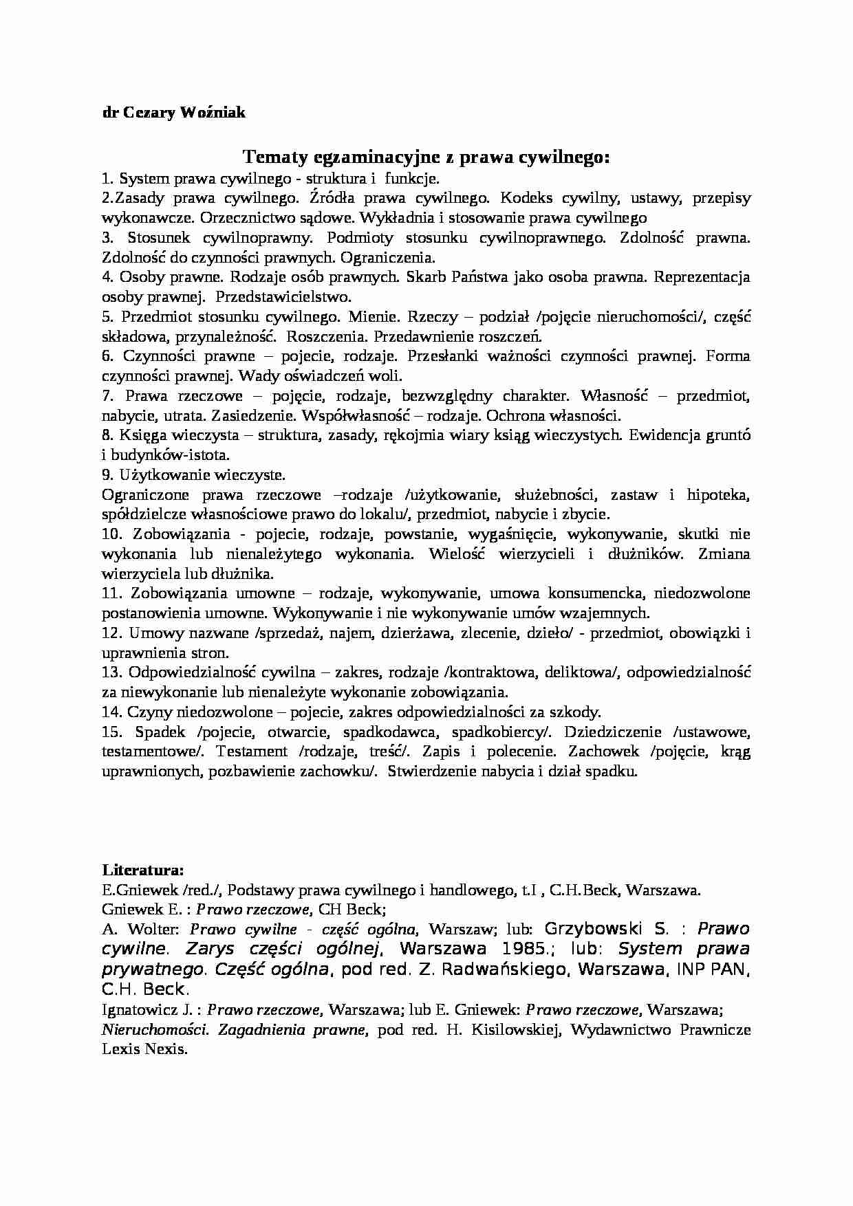 Sylabus z prawa cywilnego - strona 1