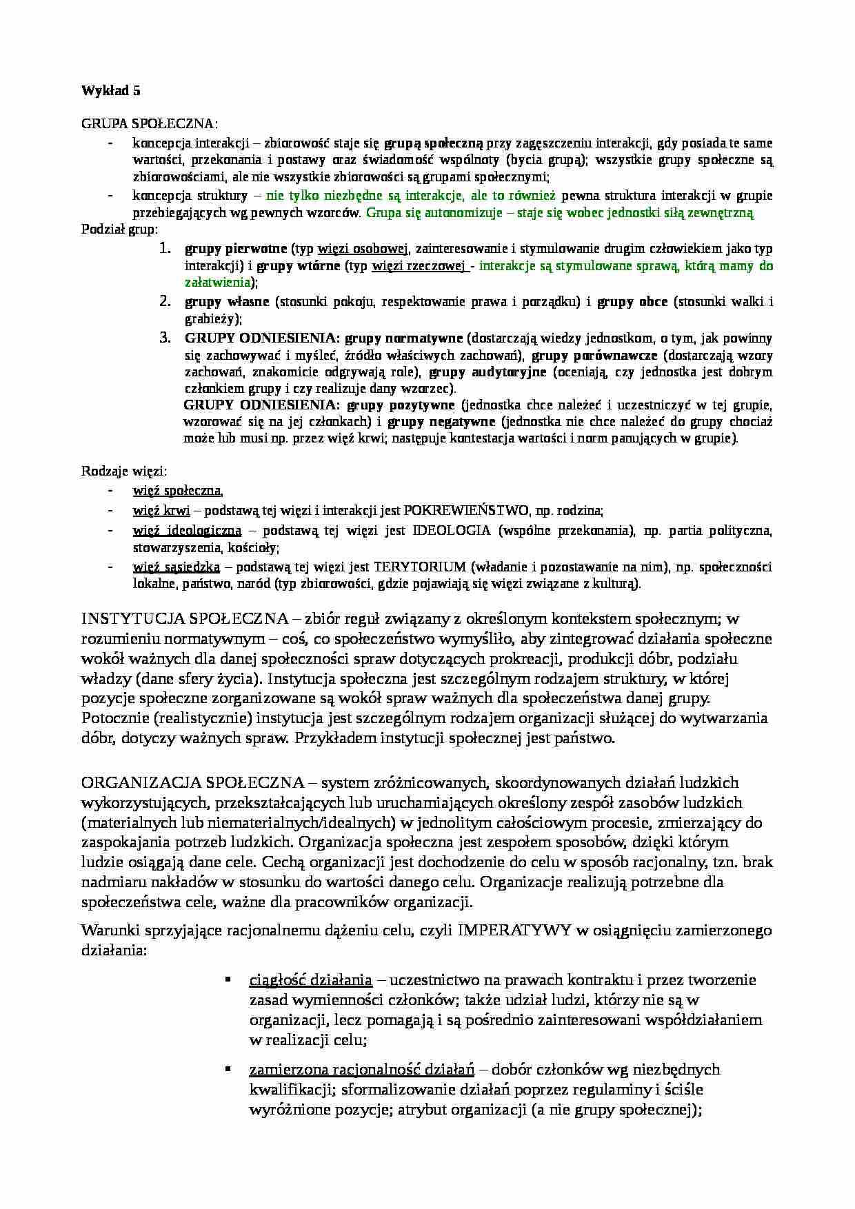 Wykład z socjologii - strona 1