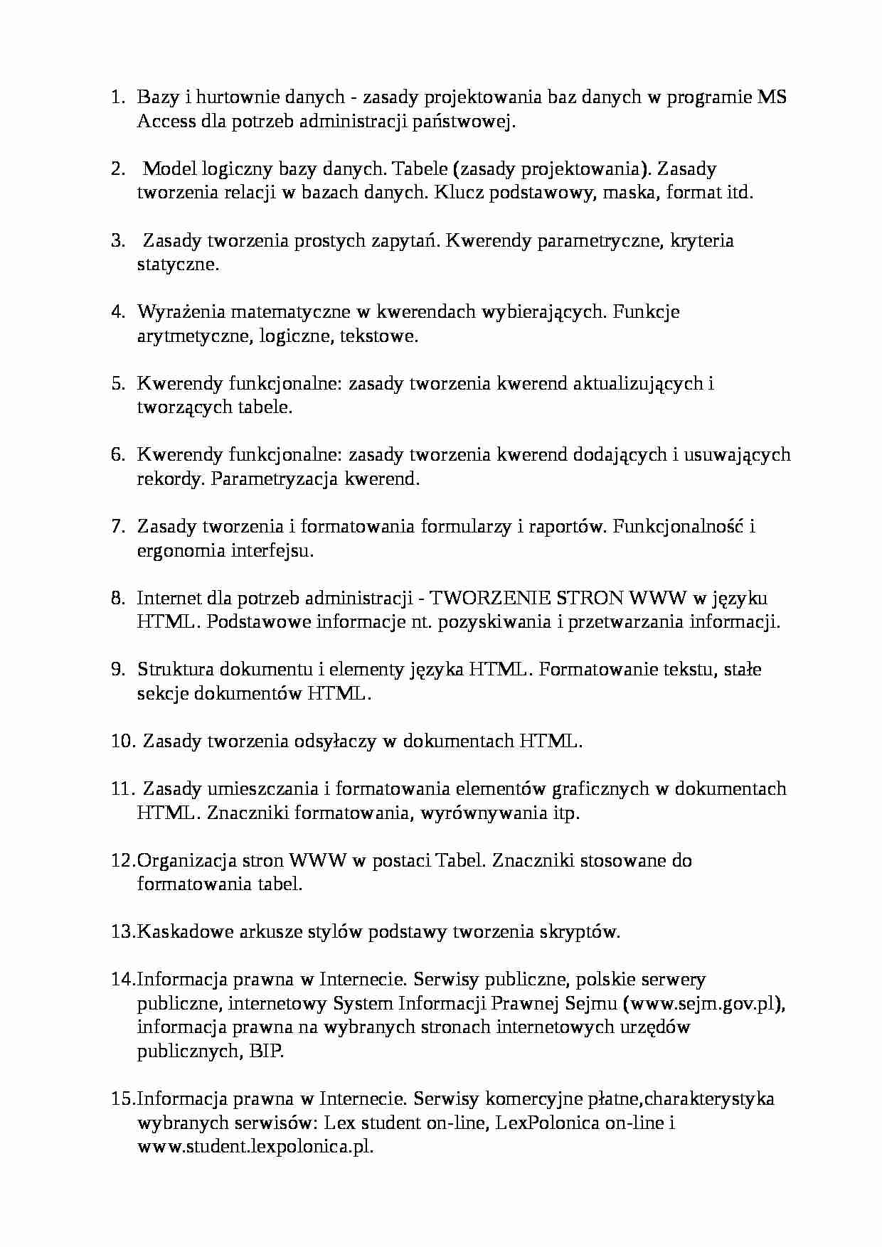 Informatyka - sylabus - strona 1