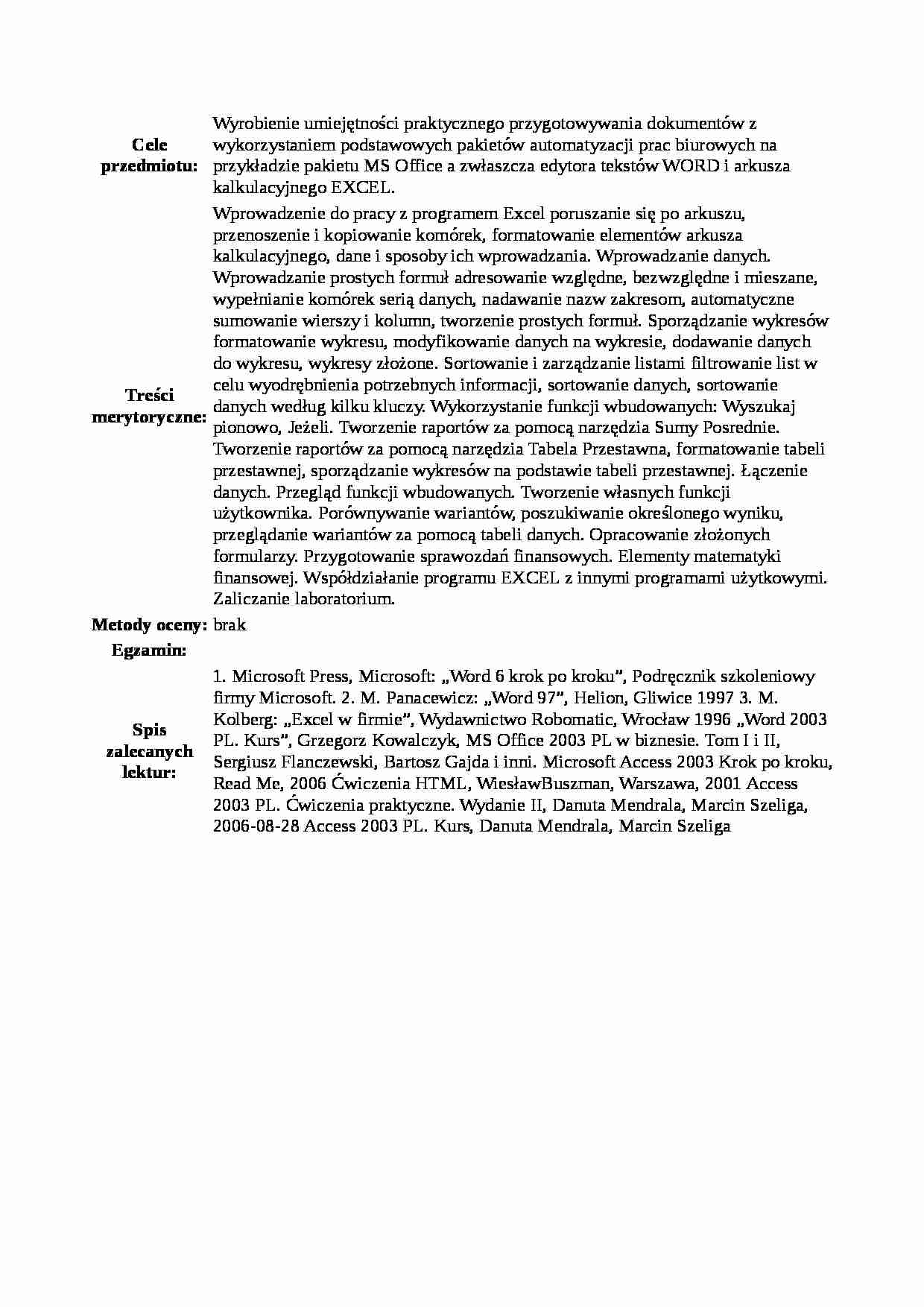 Sylabus z informatyki - strona 1