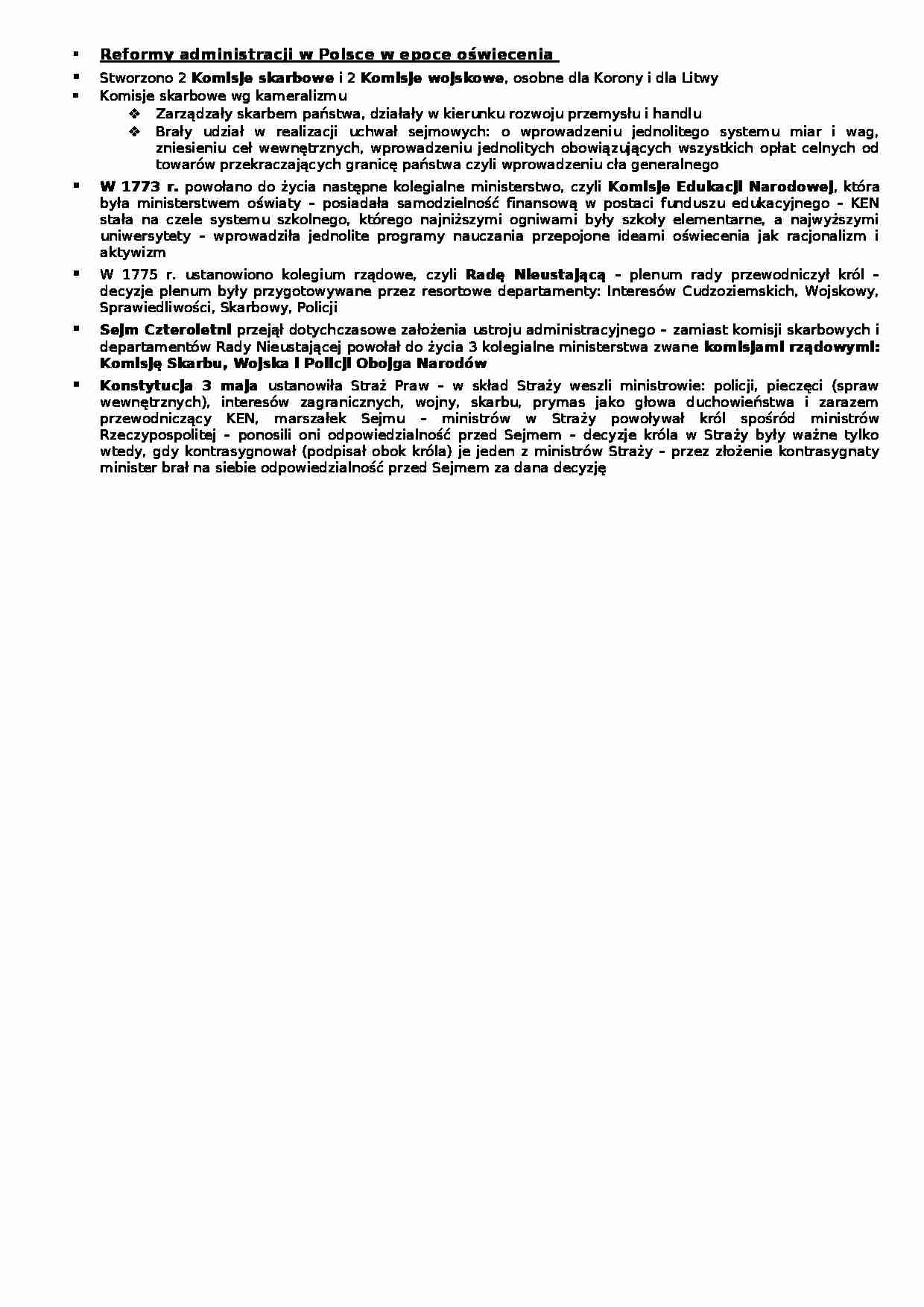 Reformy administracji w Polsce w epoce oświecenia - wykład - strona 1