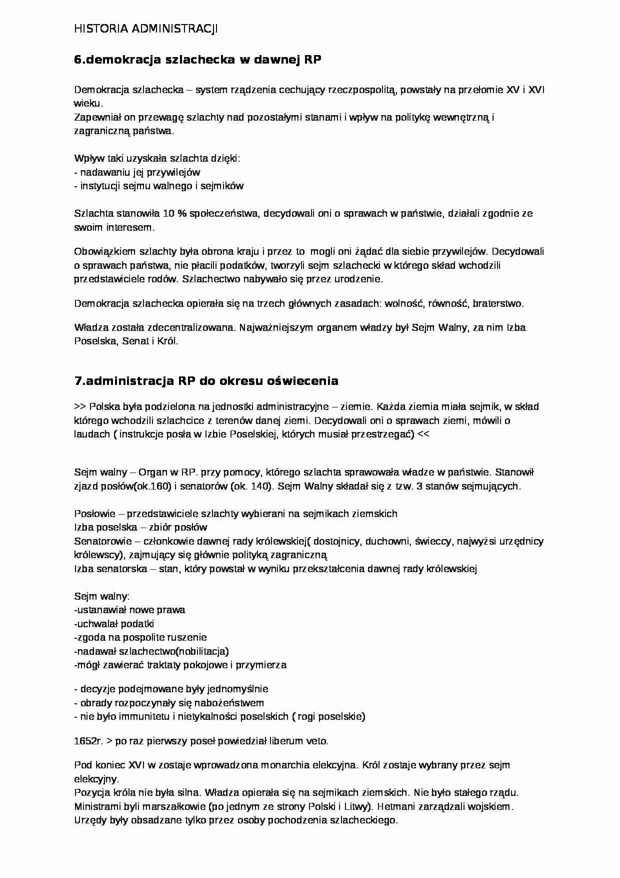 Historia administracji - pytania na egzamin - strona 1