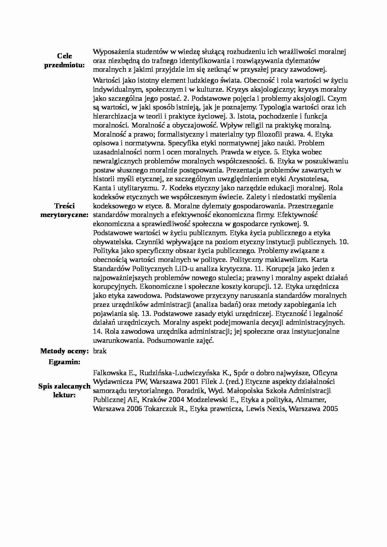 Sylabus z etyki - strona 1