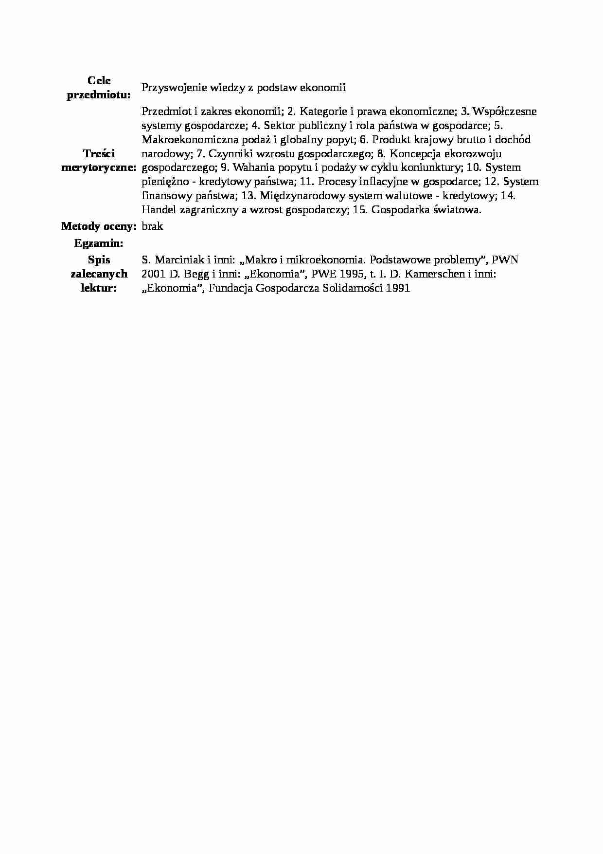 Sylabus - makro- i mikroekonomia - strona 1