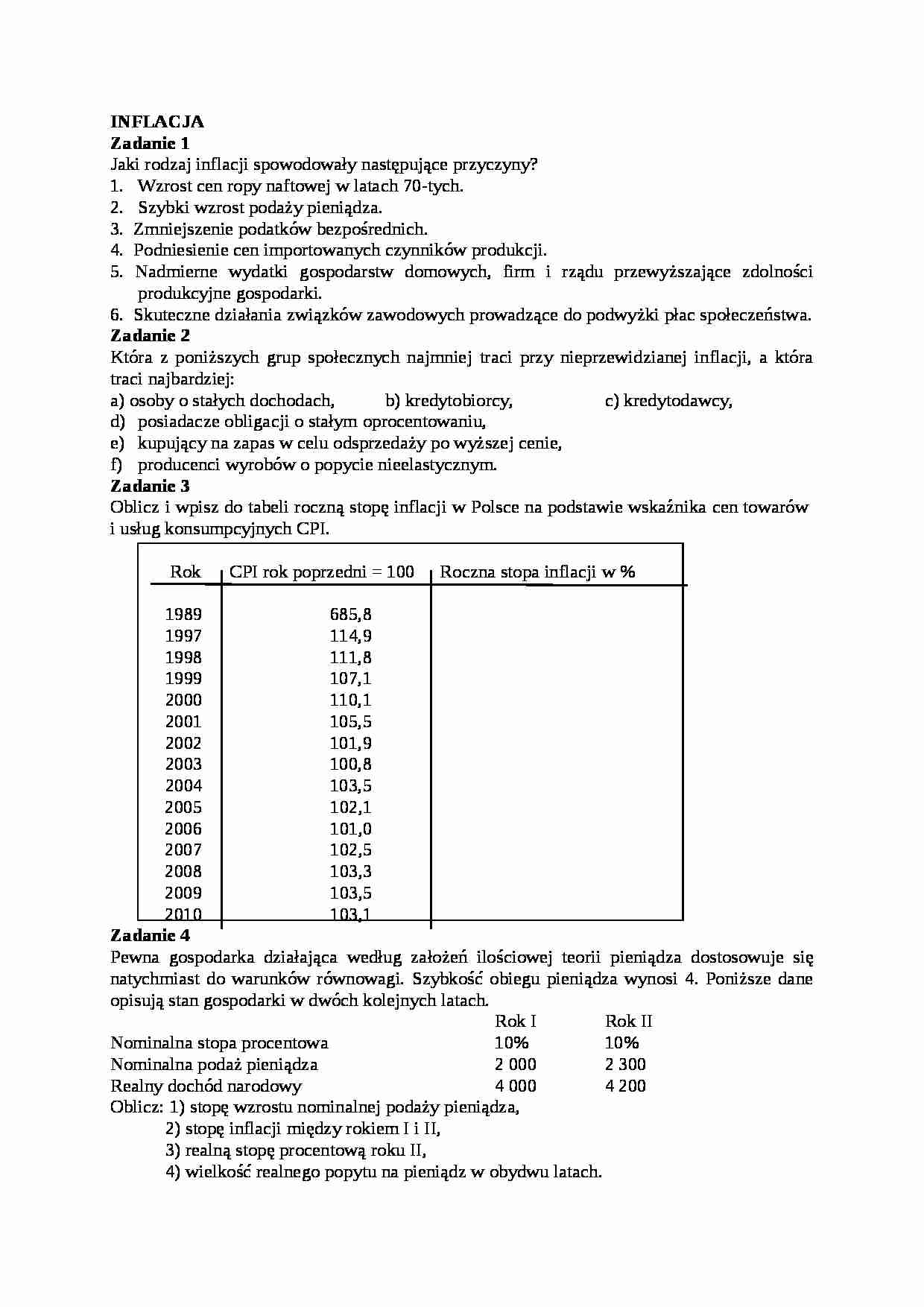 Definicja inflacji - wykład - strona 1