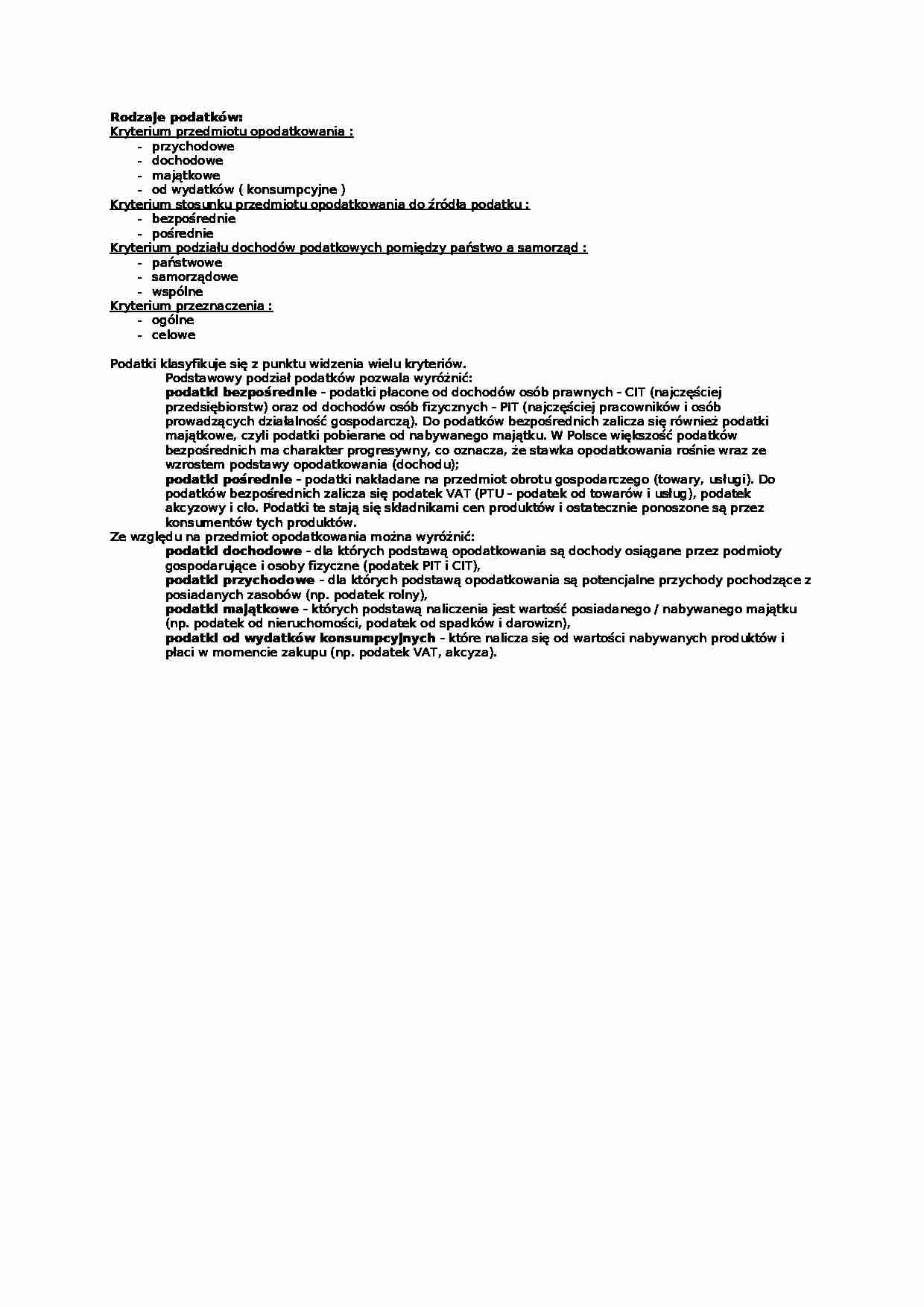 Rodzaje podatków - wykład - strona 1